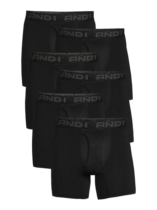AND1 Men's Underwear Pro Platinum Boxer Briefs, 6 Pack, 6"