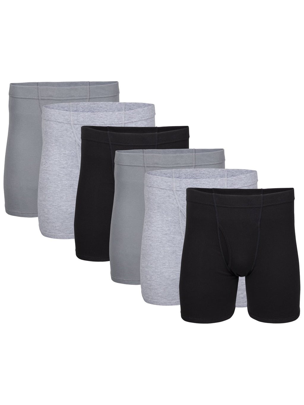 George Men's Covered Waistband Regular Leg Boxer Briefs, 6-Pack