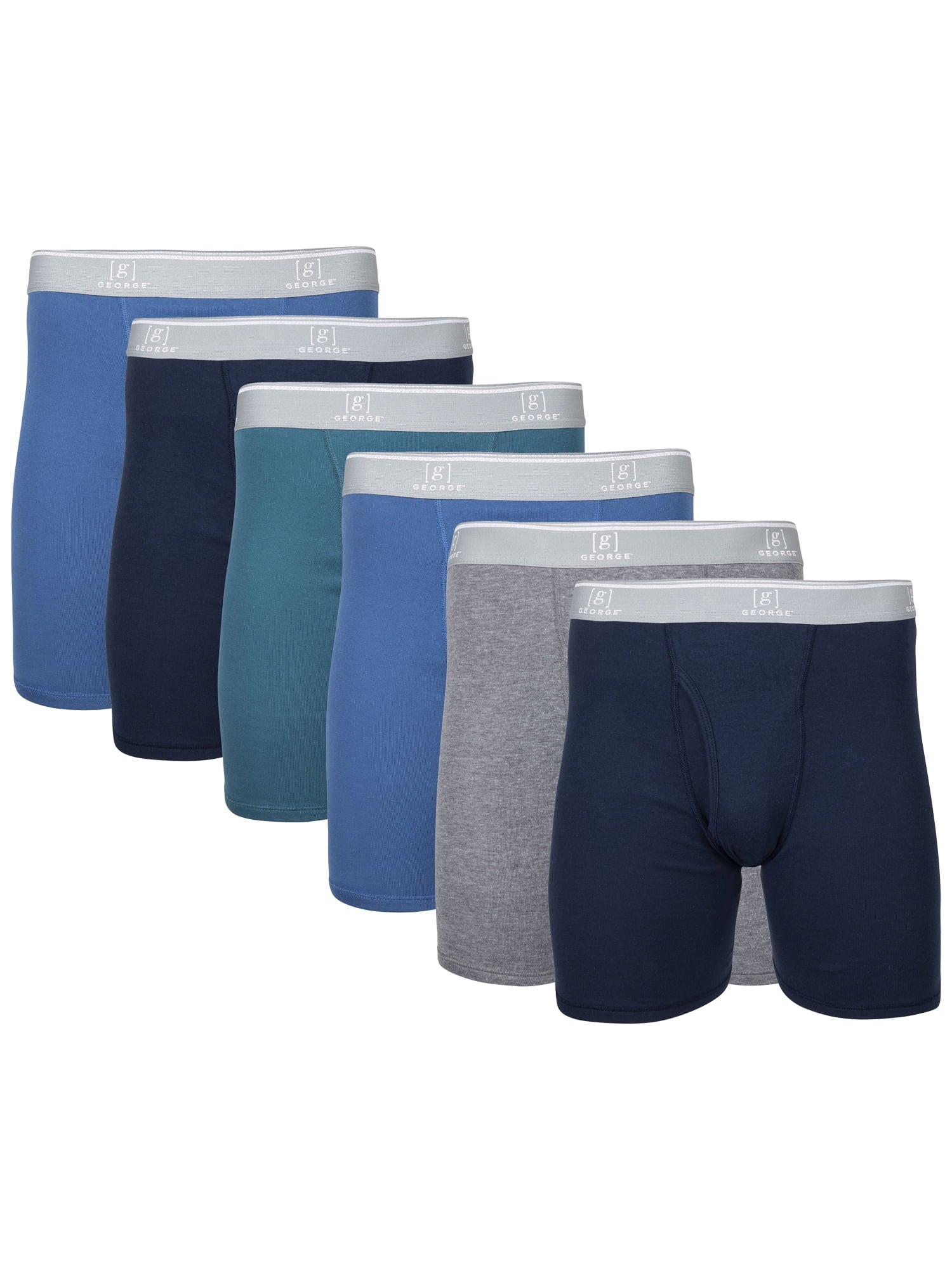 George Men's Regular Length Boxer Briefs, Assorted Colors, 6-Pack, Sizes S-3XL