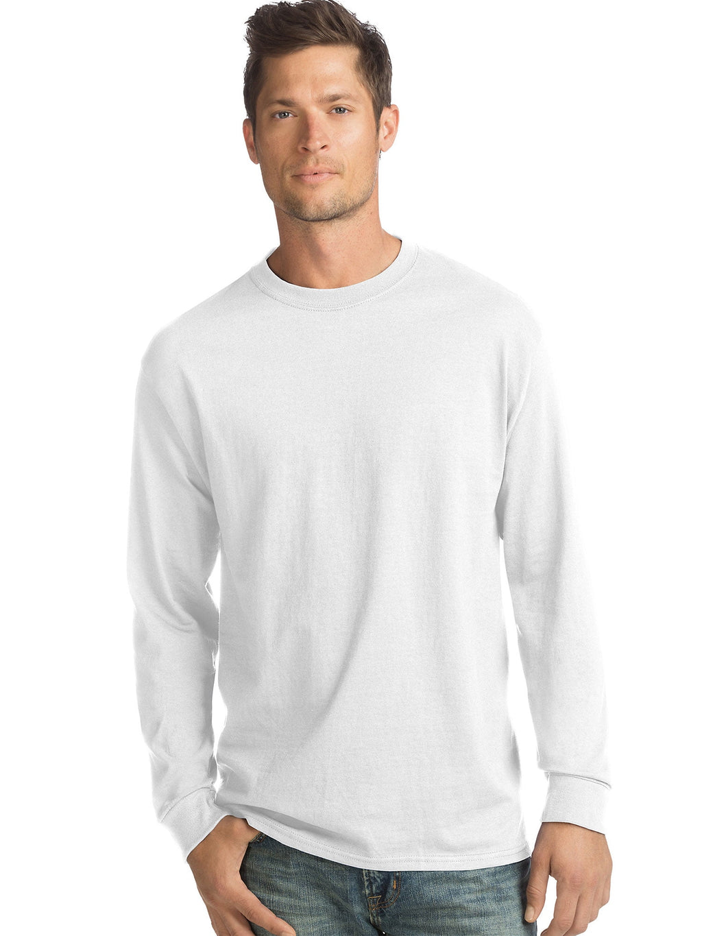 Hanes Long-Sleeve T-Shirt 4-Pack Tee ComfortSoft Men's 100% Cotton Heavyweight