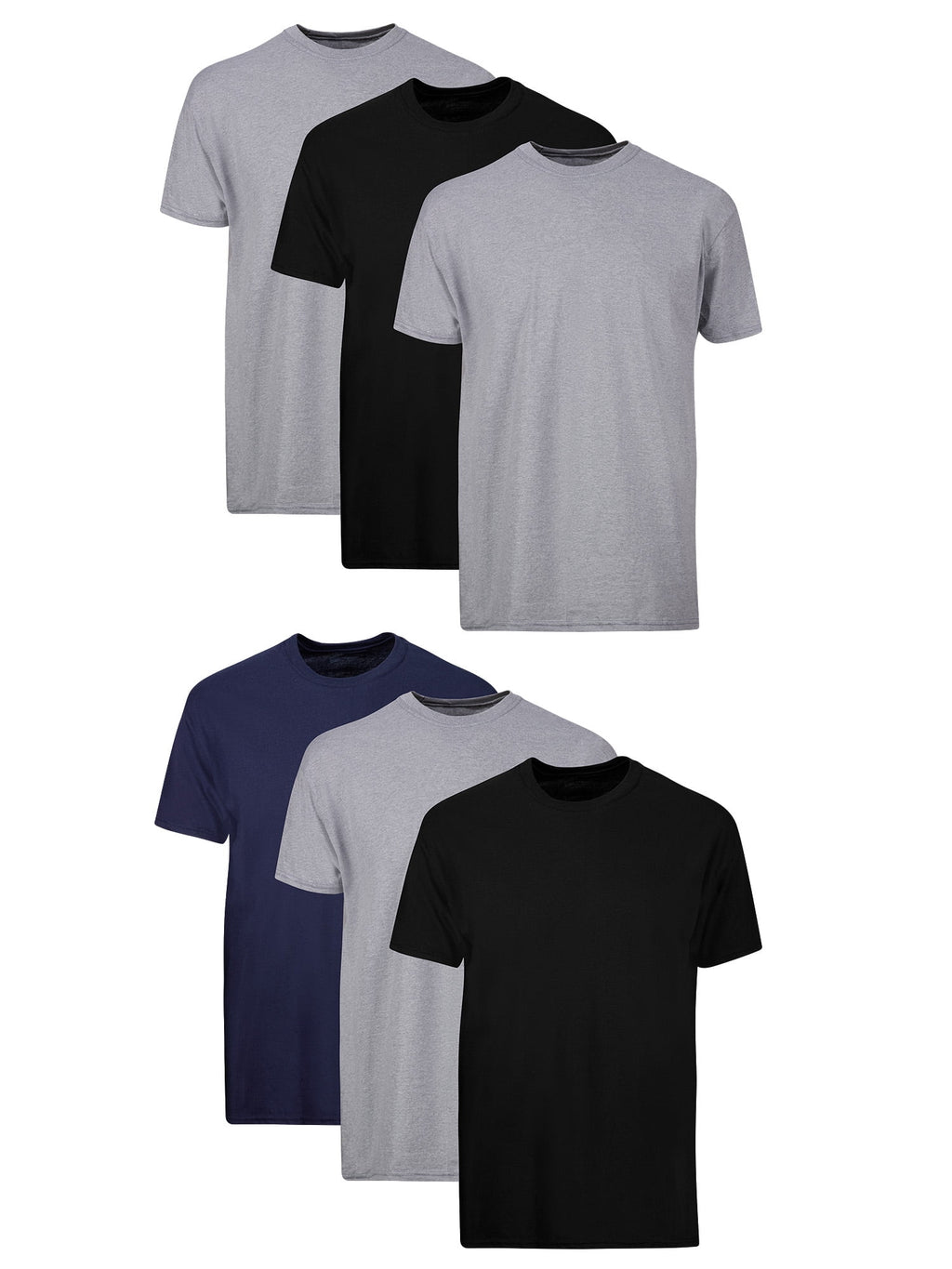 T-Shirt, 6-Pack, Moisture-Wicking T-Shirt Undershirts, Black/Grey/Blue