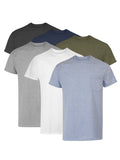 Hanes Men's Value Pack Assorted Pocket T-Shirt Undershirts, 6 Pack