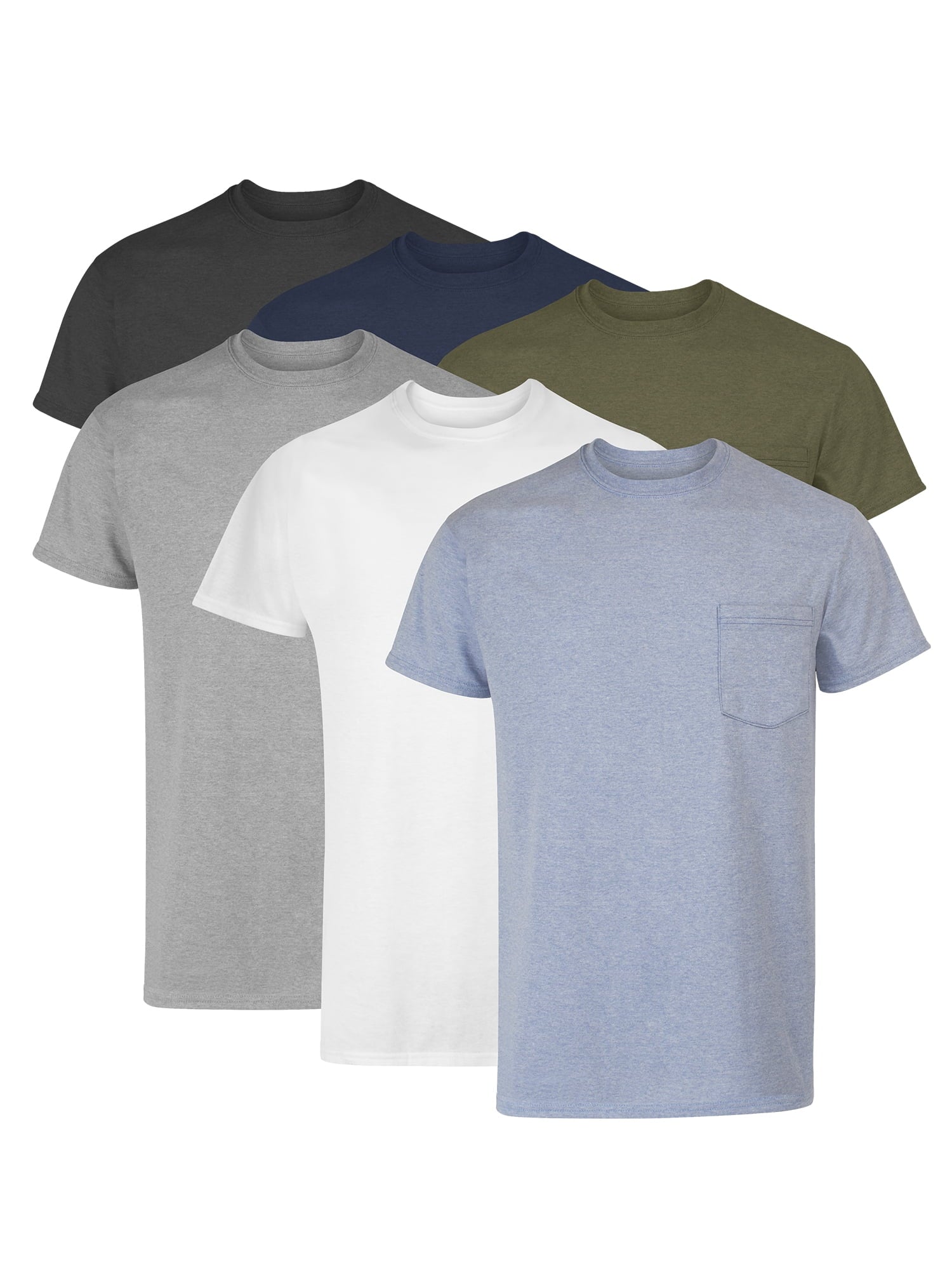 Hanes Men's Value Pack Assorted Pocket T-Shirt Undershirts, 6 Pack