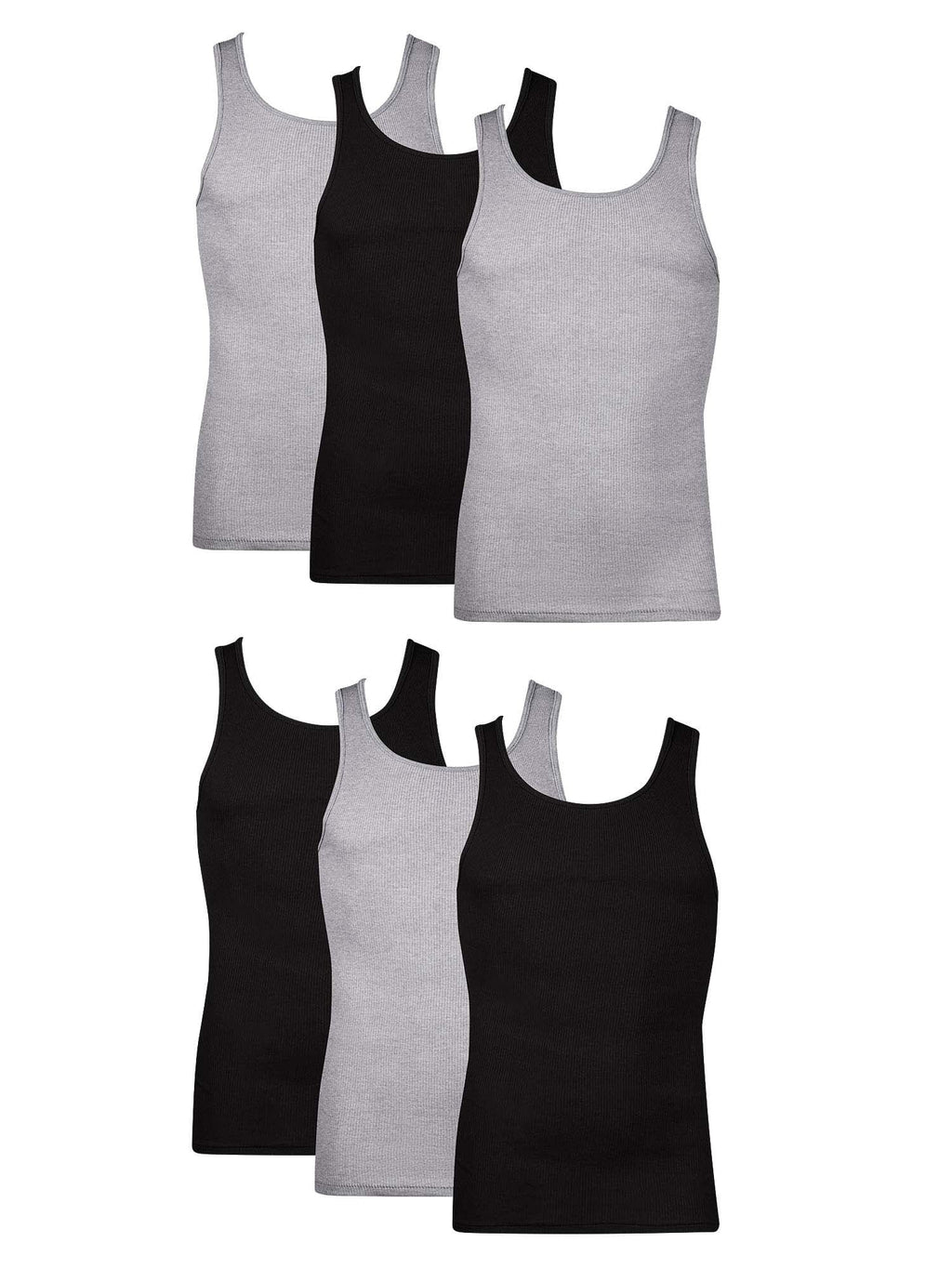 Hanes Men's Tank Tops Undershirt, Moisture-Wicking, Cotton Ribbed Tanks, White or Black/Grey Multipacks
