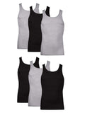Hanes Men's Tank Tops Undershirt, Moisture-Wicking, Cotton Ribbed Tanks, White or Black/Grey Multipacks