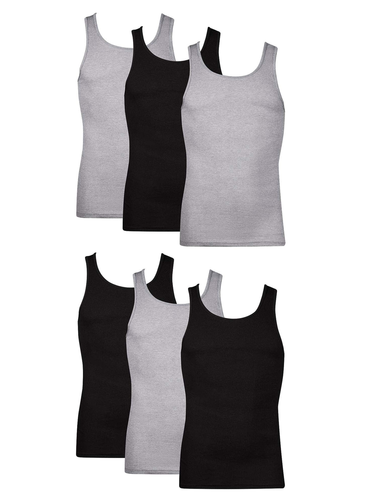 Hanes Men's Tank Tops Undershirt, Moisture-Wicking, Cotton Ribbed Tanks, White or Black/Grey Multipacks