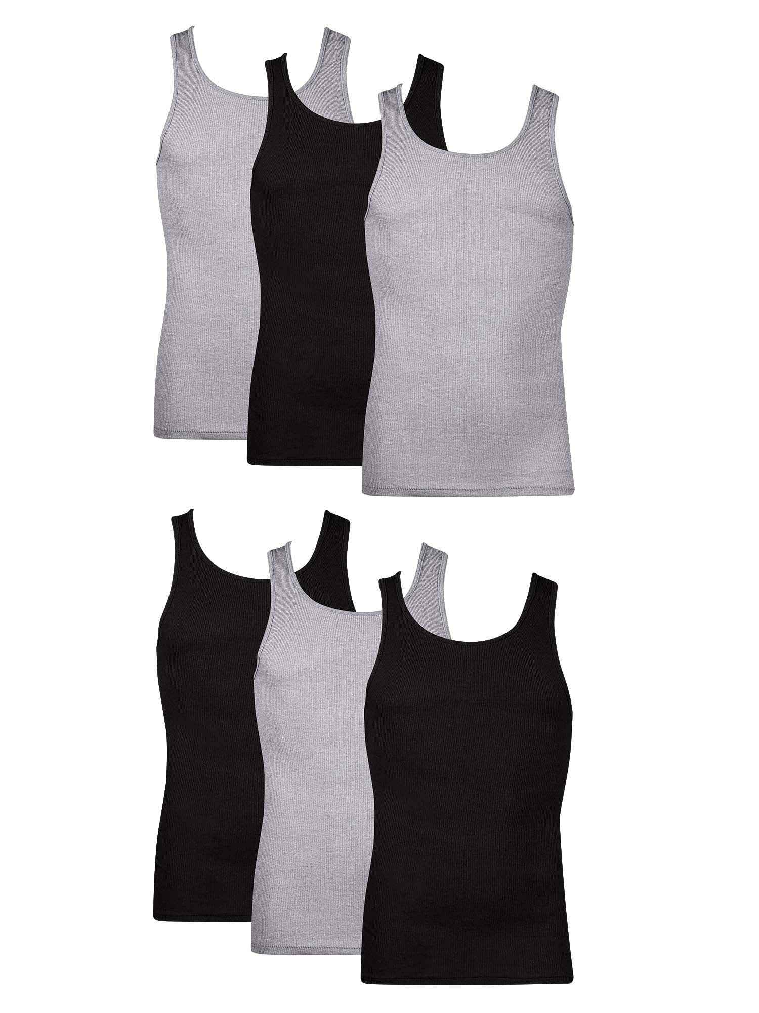 Hanes Men's Tank Tops Undershirt, Moisture-Wicking, Cotton Ribbed Tanks, White or Black/Grey Multipacks