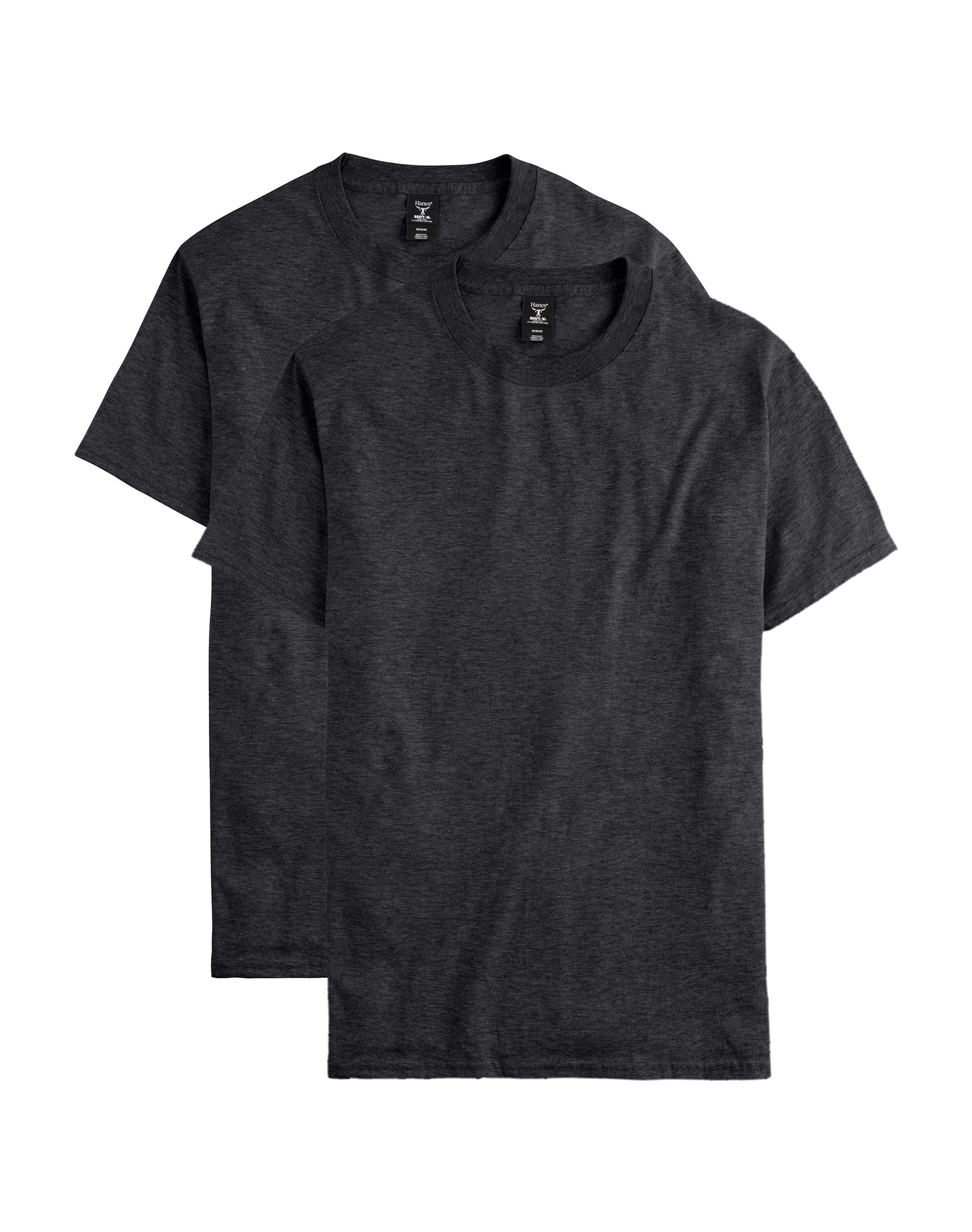 Hanes Beefy-T Men's Heavyweight Cotton T-Shirt, Value 2-Pack (Big & Tall Sizes) Charcoal Heather 4XT
