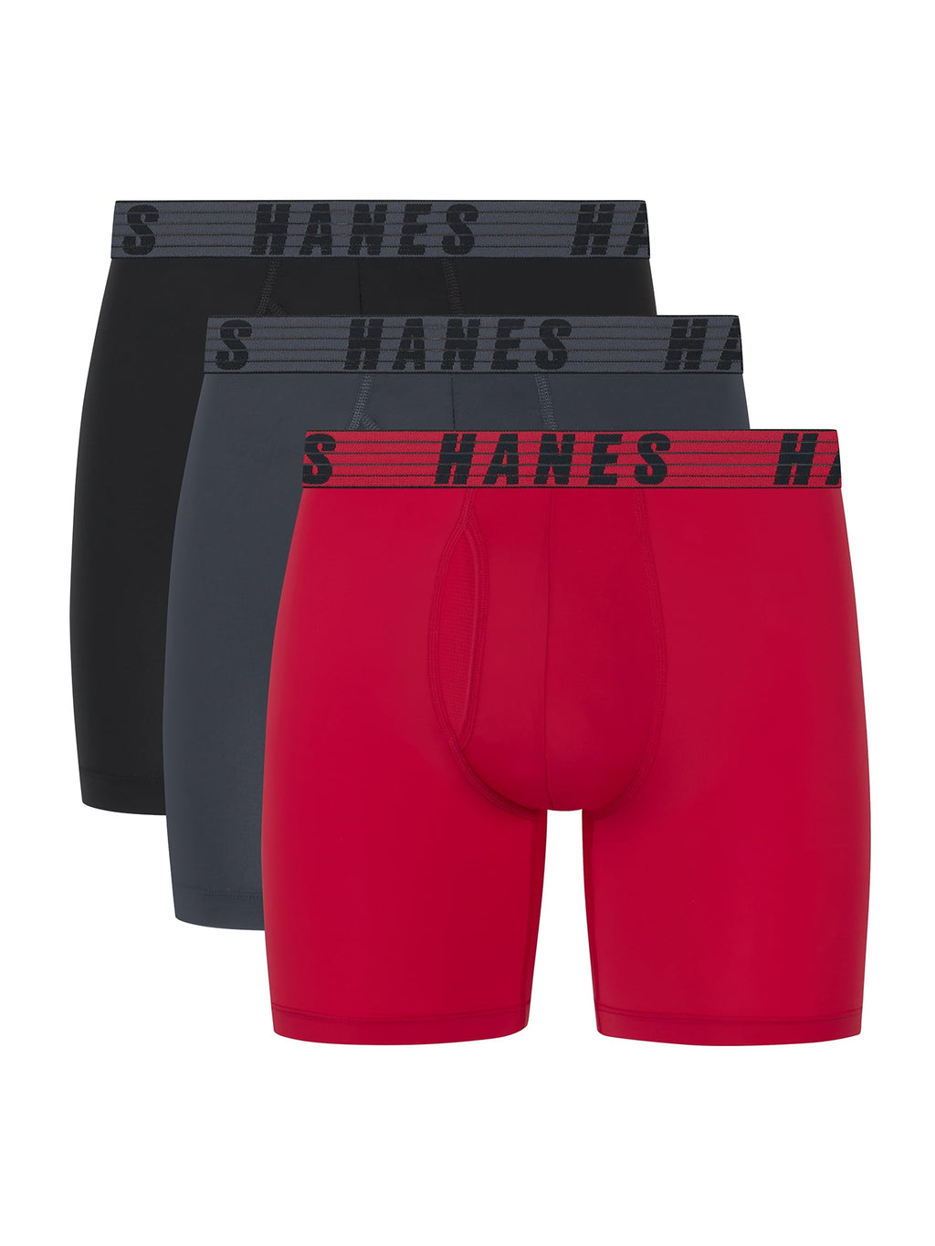 Hanes Moves Men’s Anti-Chafe Boxer Brief, Total Support Pouch, Assorted, 3-Pack, 6" Inseam