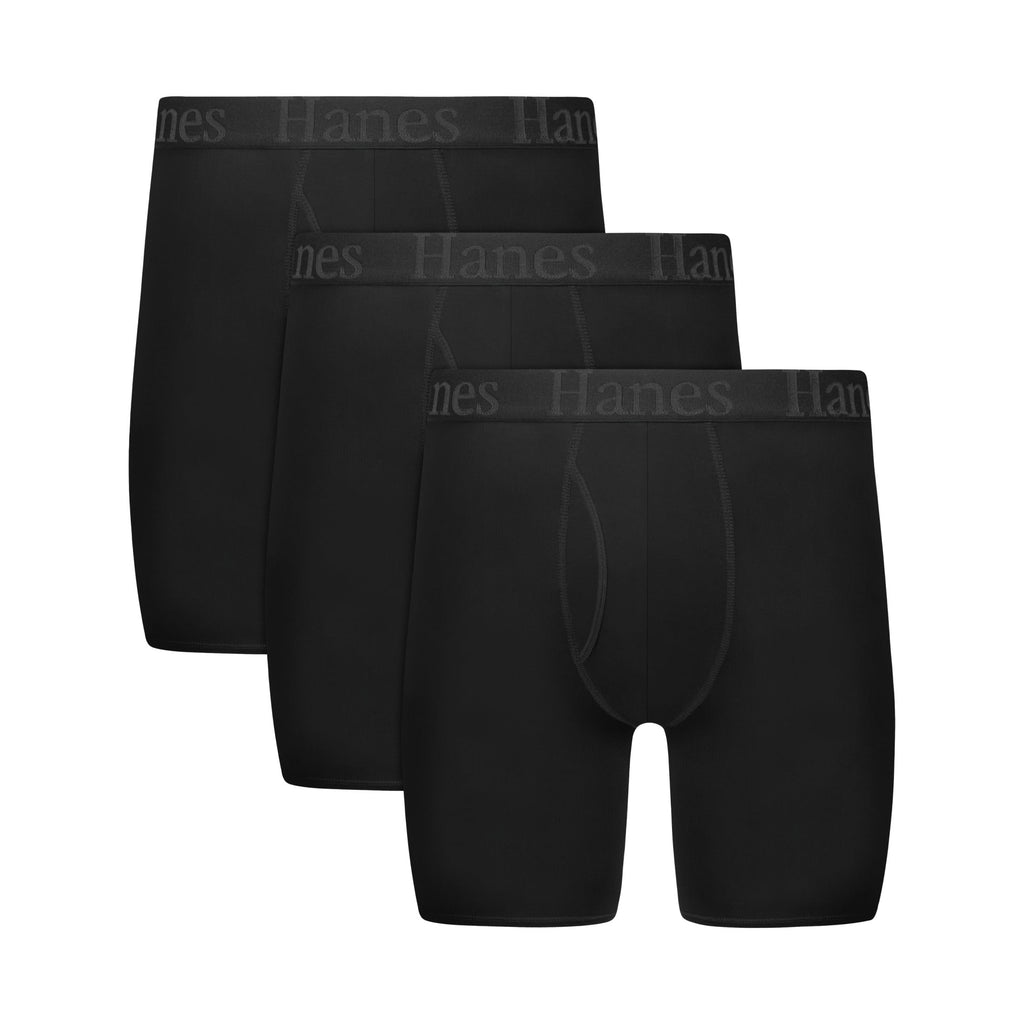 SuperSoft Underwear Boxer Briefs, 3-Pack, Total Support Pouch, Black, 3-Pack