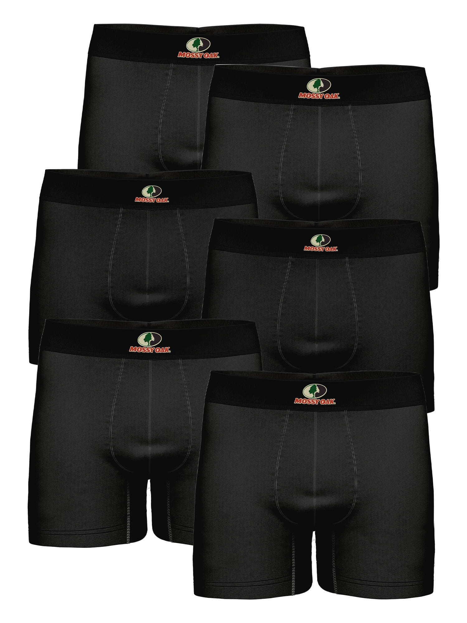 Mossy Oak Cotton Mens Briefs Breathable Underwear for Men, Black 6-Pack