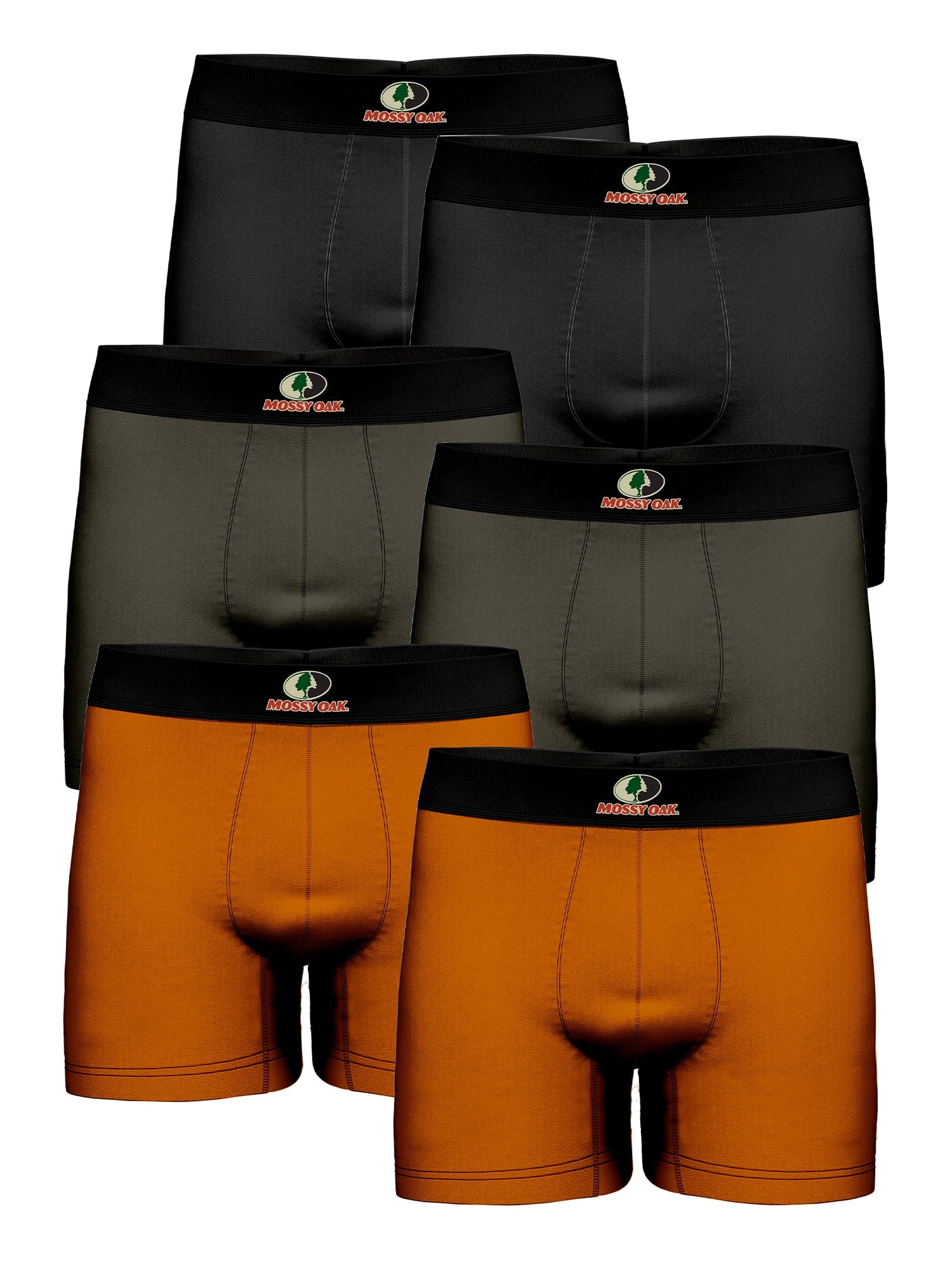 Mossy Oak Men's Boxer Briefs Active Performance Breathable Underwear, Multicolor (6 Per Pack)