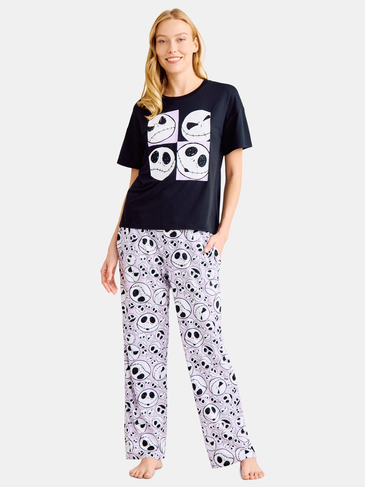 Nightmare Before Christmas Women's Oversized Tee and Pants Pajama Set, 2-Piece, Sizes XS-3X