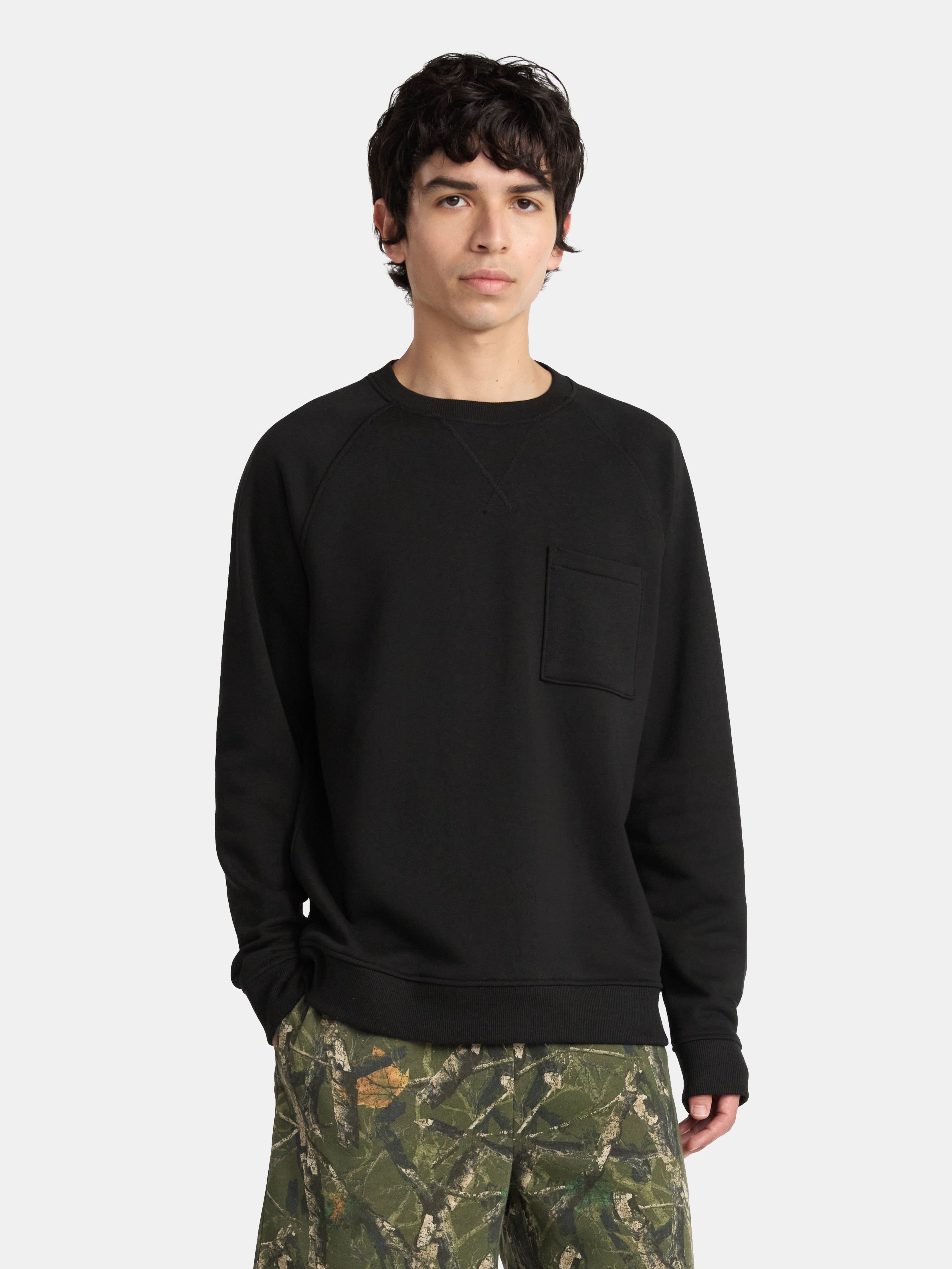 No Boundaries Oversized Crewneck Sweatshirt with Long Sleeves, Men's & Big Men's