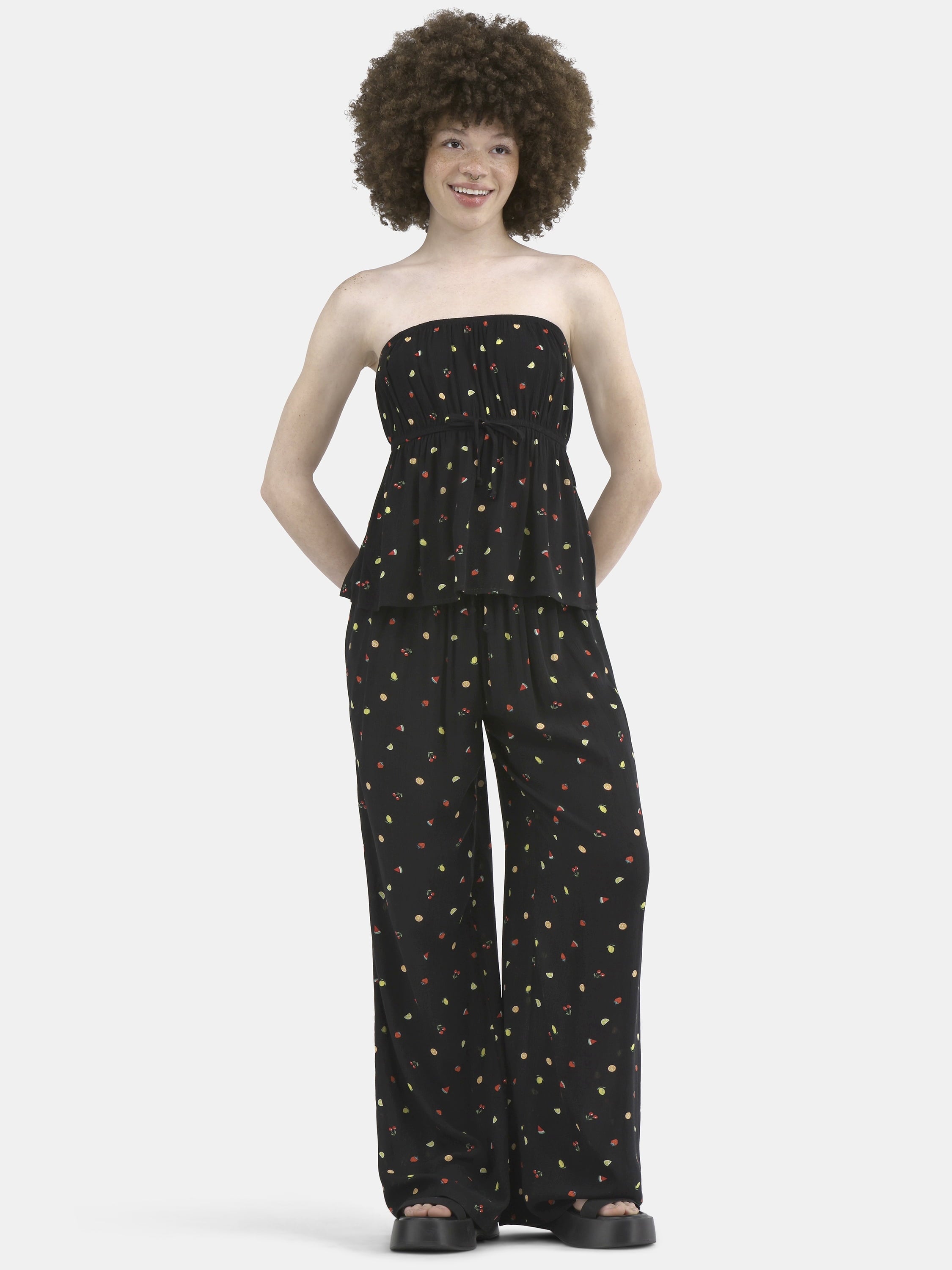No Boundaries Tube Top and Palazzo Pants Set, 2-Piece, Women's