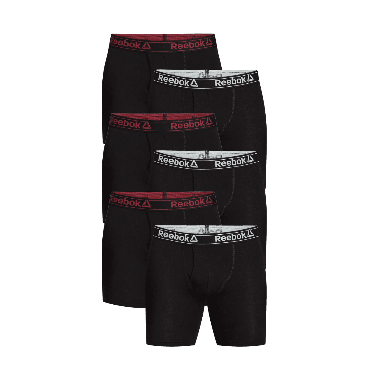 Reebok Men's Underwear Cotton Blend Long Leg Boxer Briefs, Underpants, 6-pack