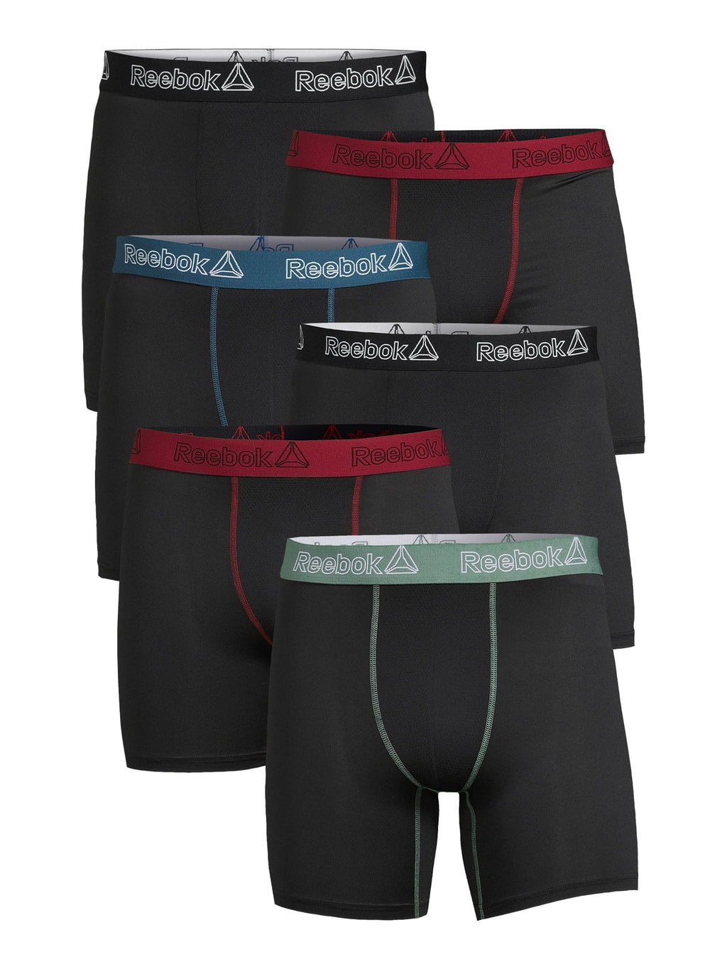 Reebok Men’s Underwear Featherweight Performance Boxer Briefs, Underpants, 6-pack