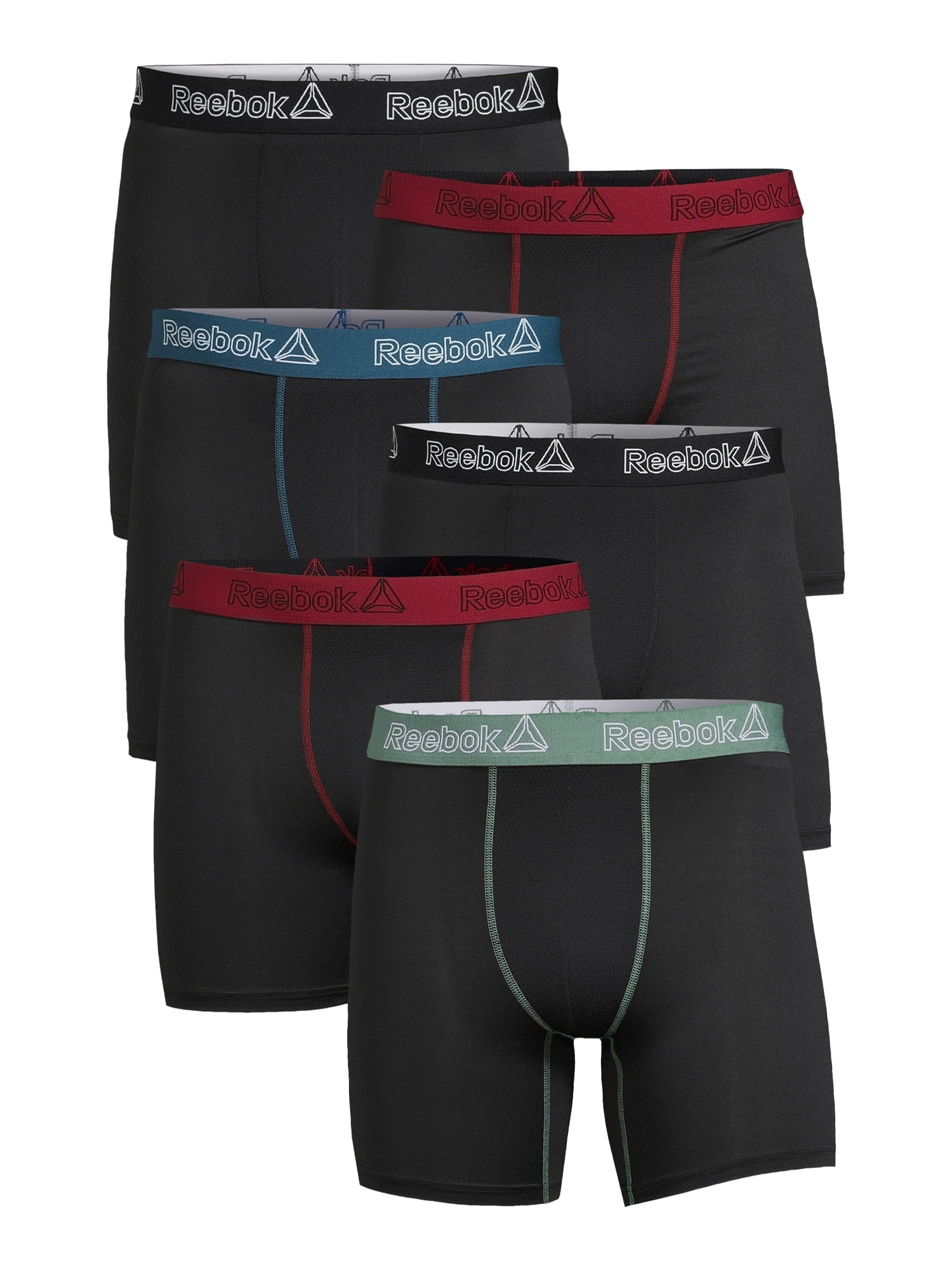 Reebok Men’s Underwear Featherweight Performance Boxer Briefs, Underpants, 6-pack