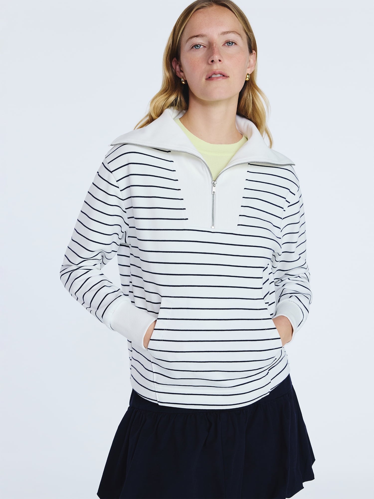 Free Assembly Women's and Women's Plus Sailor Collar Sweatshirt with Long Sleeves, Sizes XS-4X