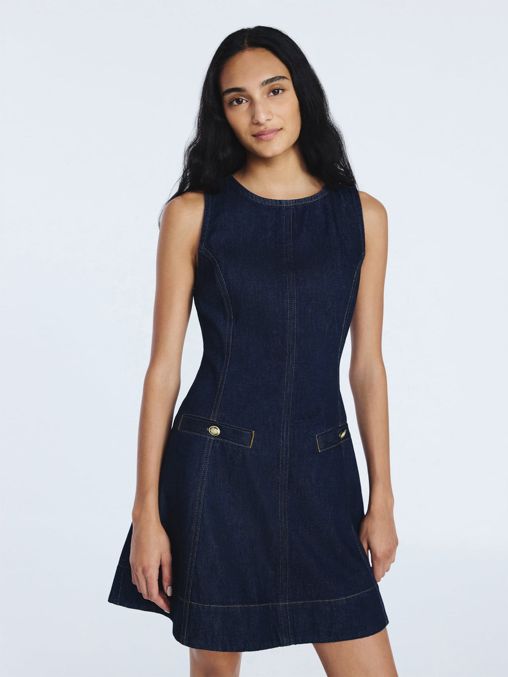 Free Assembly Women's and Women’s Plus Sleeveless Denim Mini Dress, Sizes 0-26