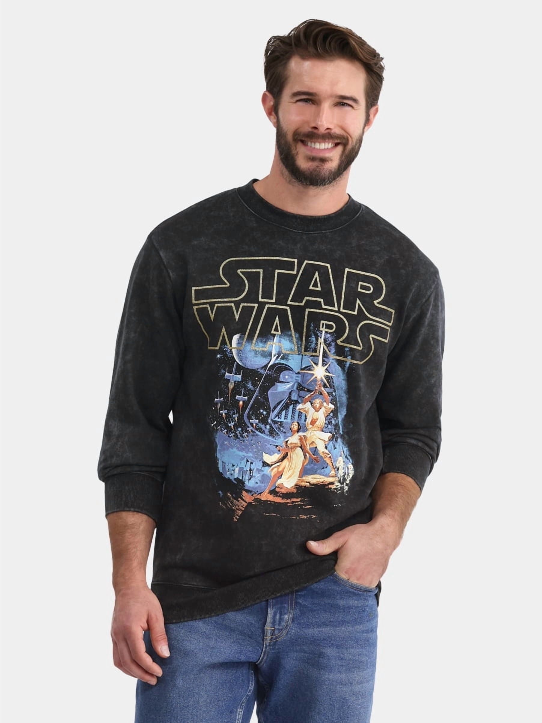 Star Wars Men's & Big Men's Mineral Wash Vintage Poster Graphic Print Sweatshirt, Sizes S-2XL