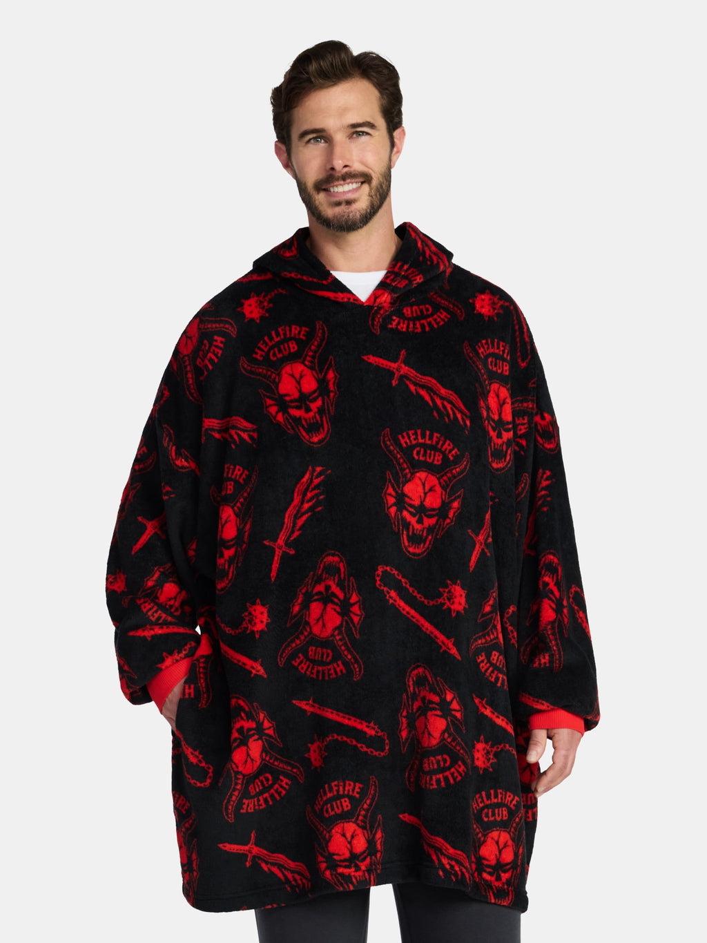 Netflix Stranger Things Men's and Big Men's Oversized Graphic Hooded Sweatshirt, One Size Fits Most