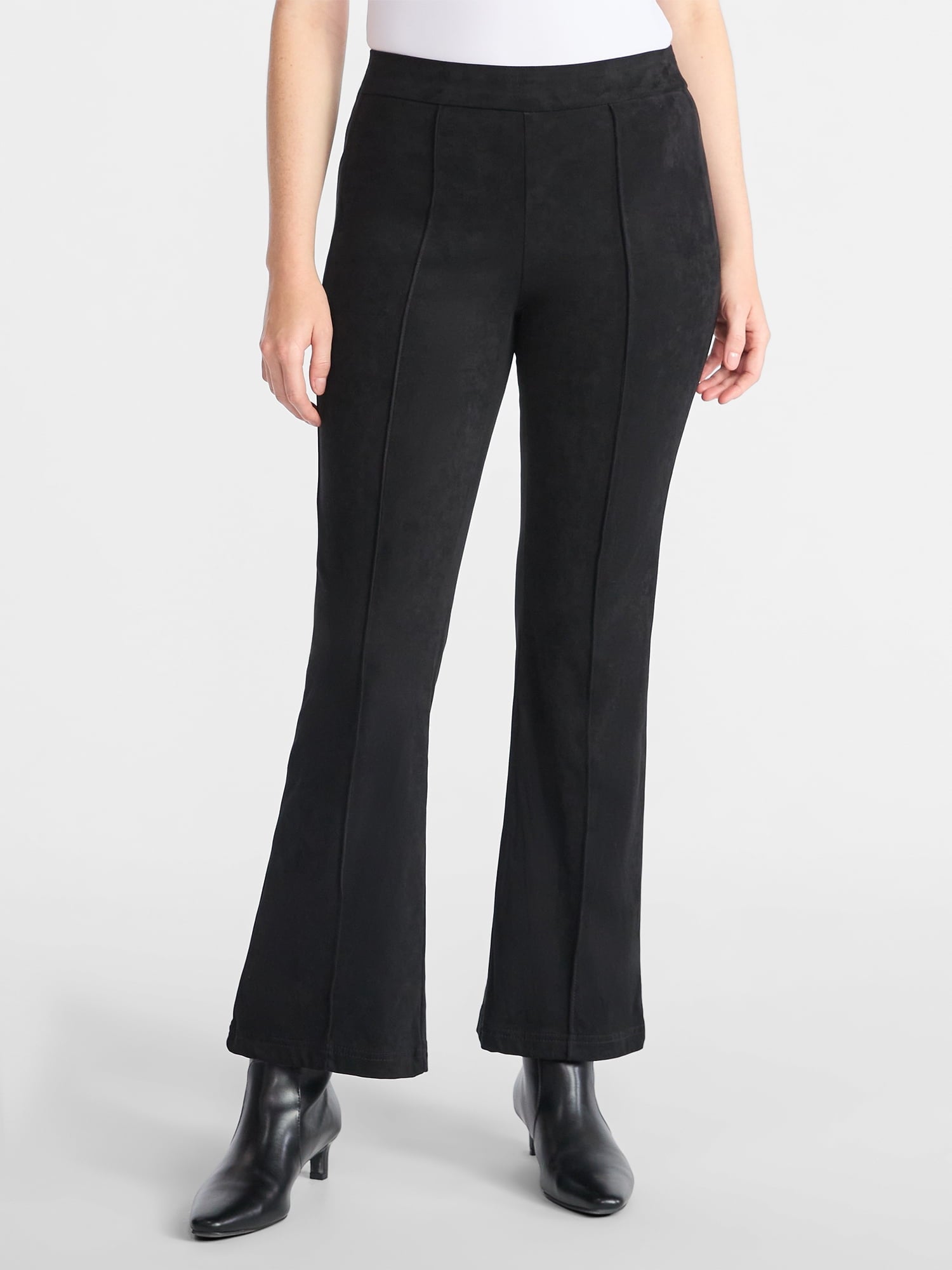 Time and Tru Women's Faux Suede Flare Pants, 30" Inseam, Sizes XXS-XXL