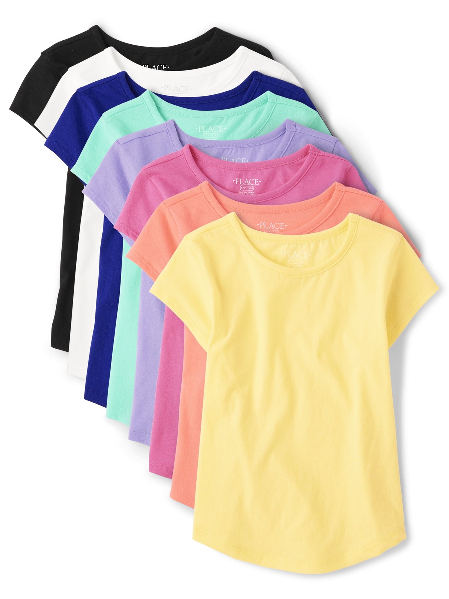 The Children's Place Girls Short Sleeve Shirt Tail T-Shirt, 8-Pack, Sizes XS-XXL