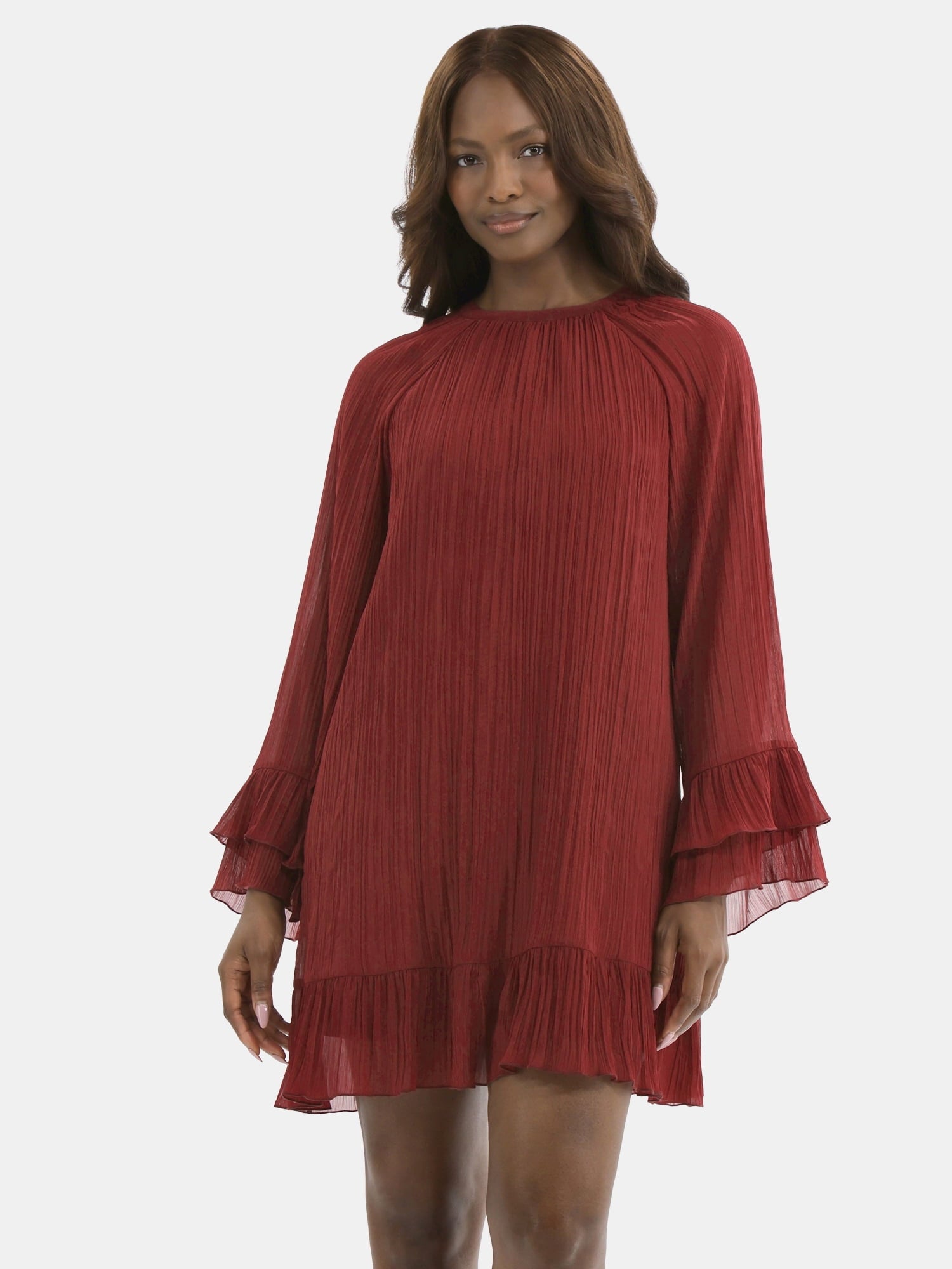 Time and Tru Women's and Women's Plus Crinkle Mini Dress with Back Tie, Sizes XS-4X