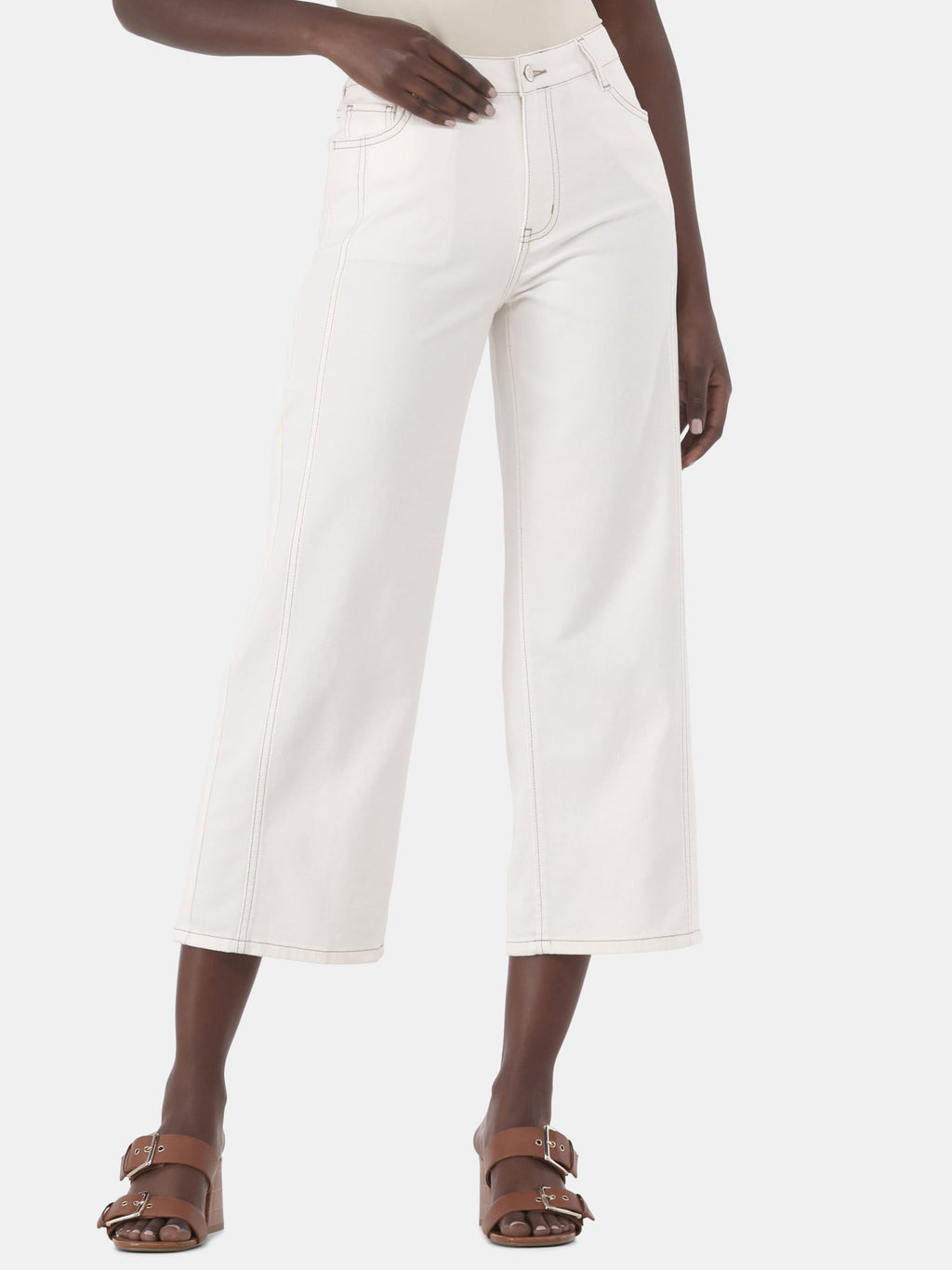 Time and Tru Women's Cropped Wide Leg Jeans, 26" Inseam, Sizes 2-20