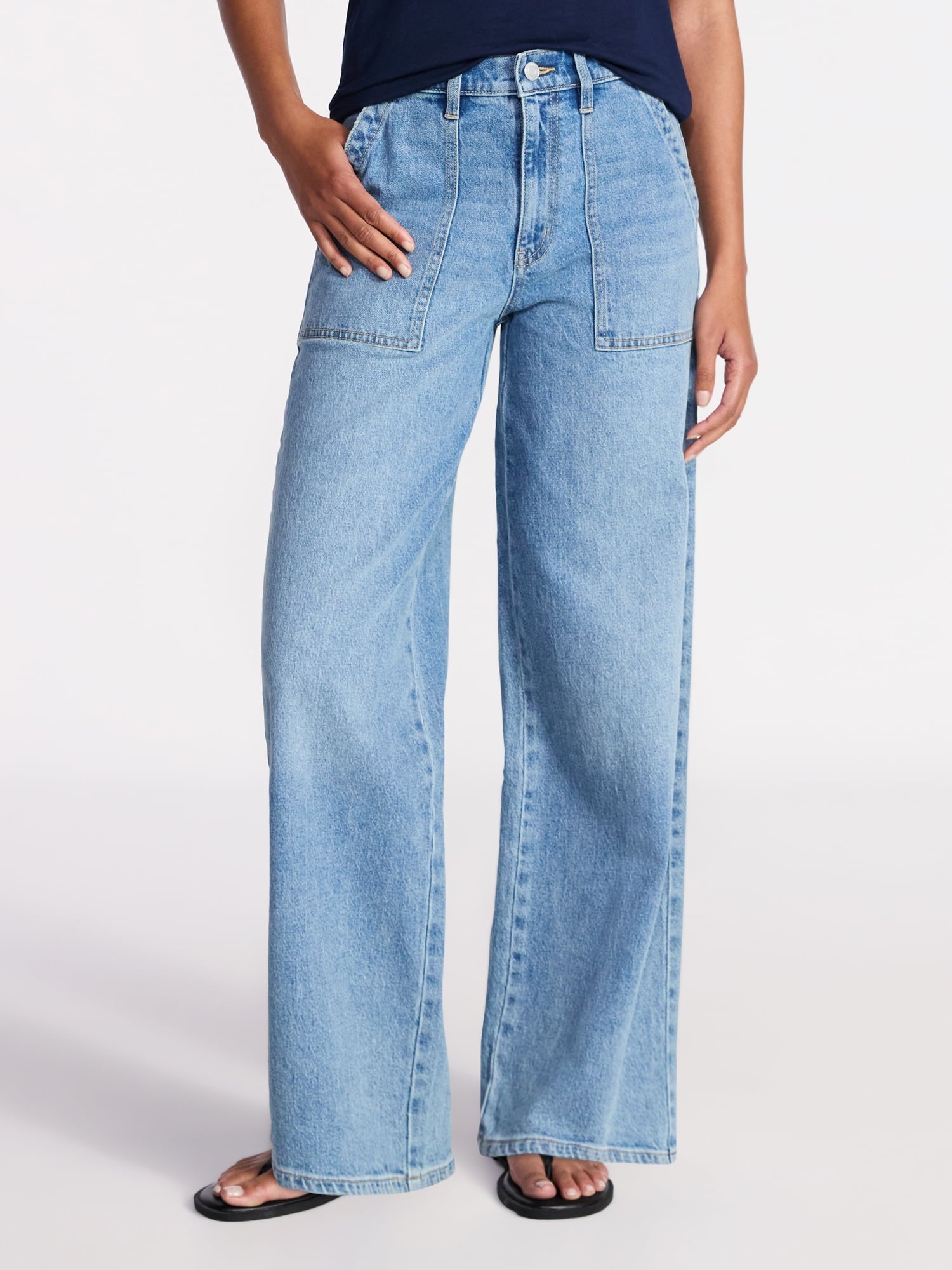 Time and Tru Women's Wide Leg Utility Trousers, 31" Inseam, Sizes 0-20