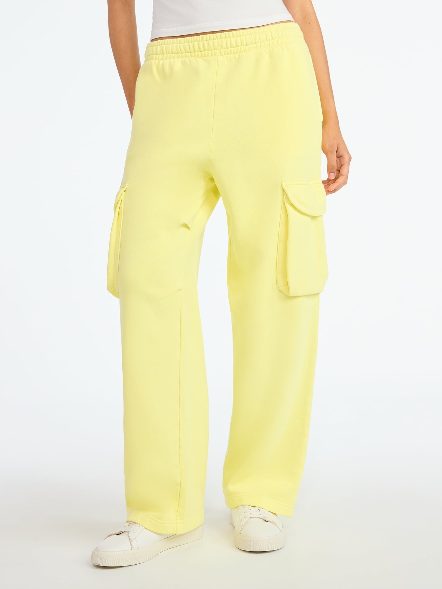 Scoop Women’s Mineral Washed Wide Leg Cargo Sweatpants, Sizes XS-XXL