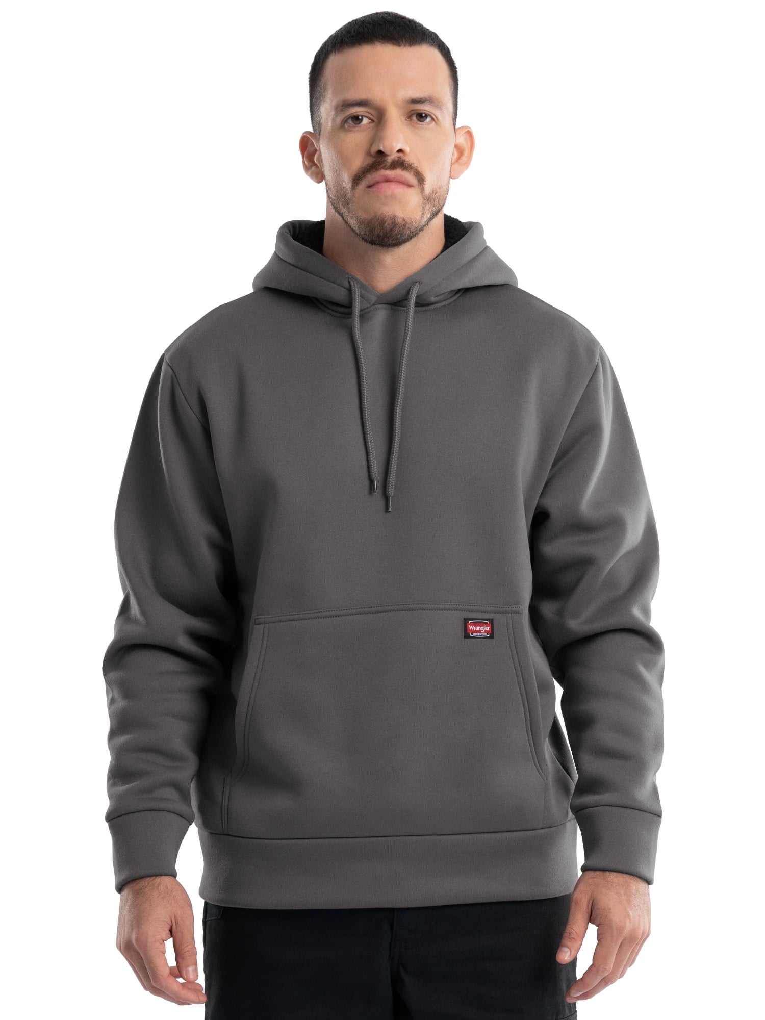 Wrangler Workwear Men's and Big Men's Relaxed Pullover Hoodie with Faux Shearling Lining, Sizes S-3XL