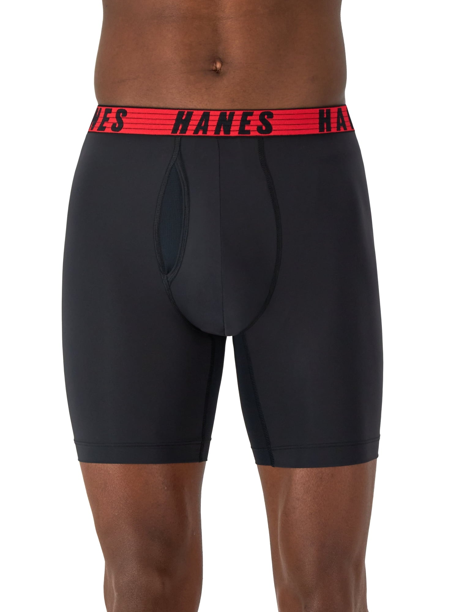 Hanes Moves Men's Anti-Chafe Long Leg Boxer Brief, Total Support Pouch, 3-Pack, 8" Inseam