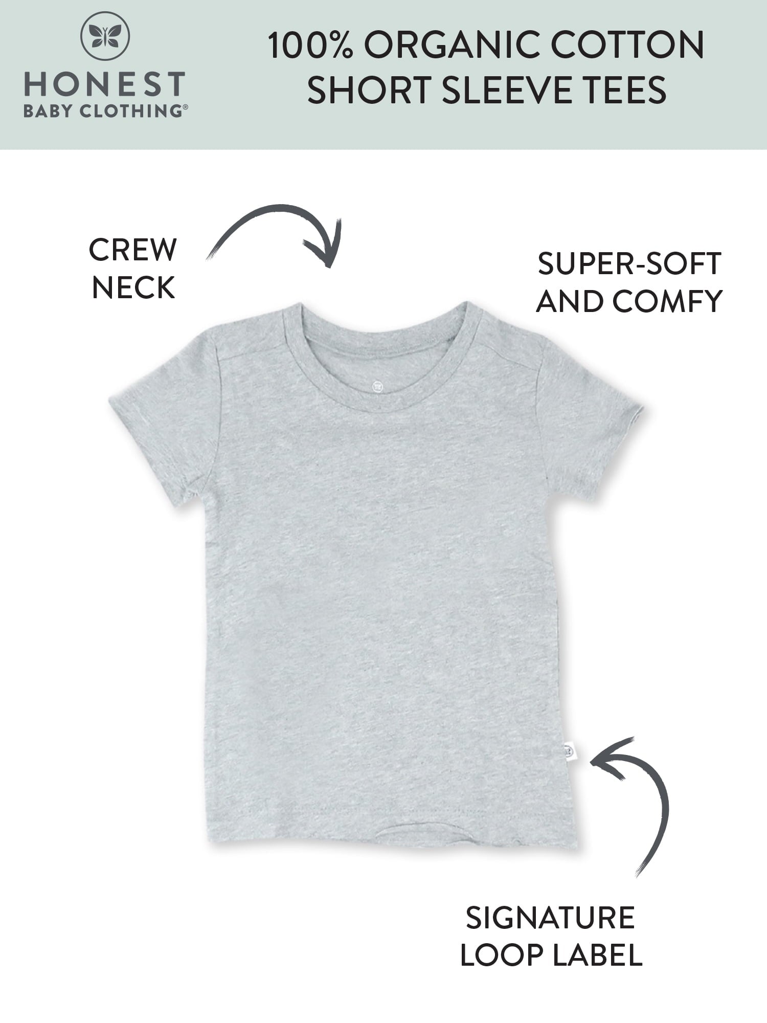 Honest Baby Clothing Baby & Toddler Boy or Girl Gender Neutral Organic Cotton Short Sleeve T-Shirts, 8 Pack (Newborn-5T)