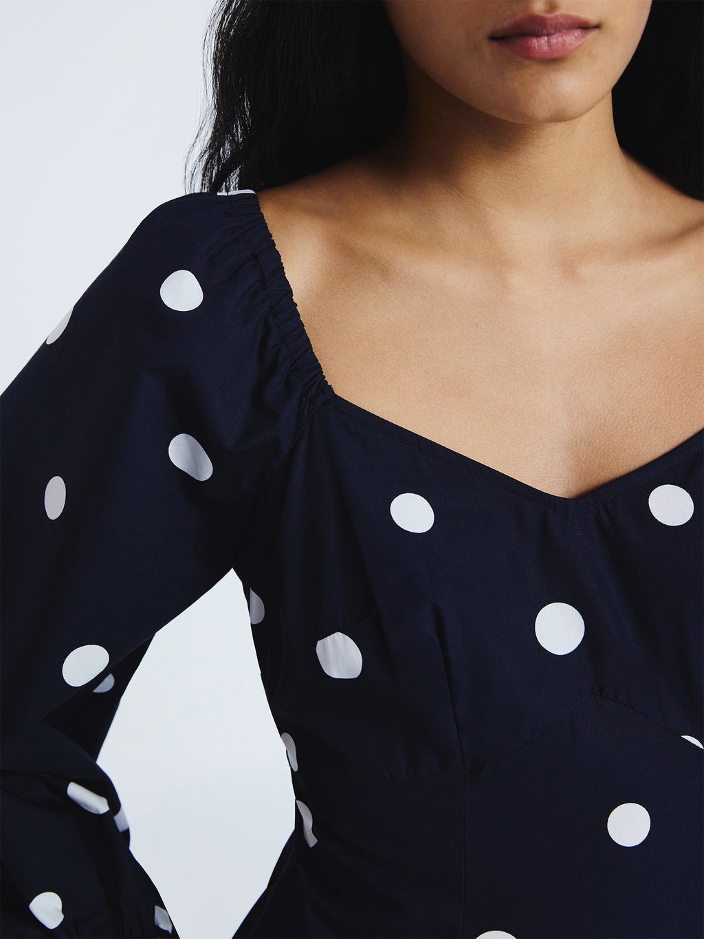 Free Assembly Women's and Women's Plus Cotton Polka Dot Maxi Dress with Puff Sleeves, Size-XS-4X