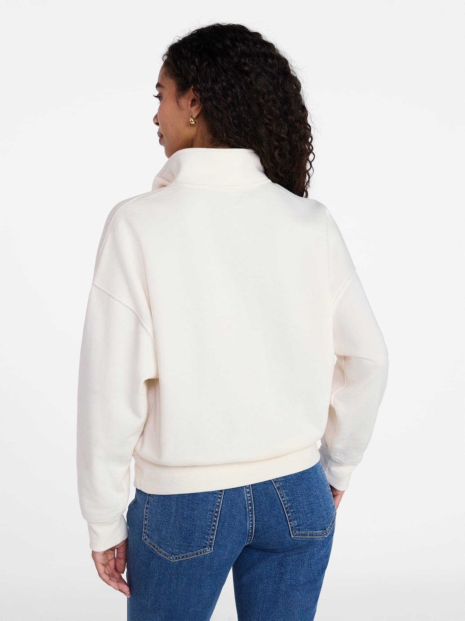 Time and Tru Women's Quarter Button Fleece Top with Long Sleeves, Size XS-XXXL