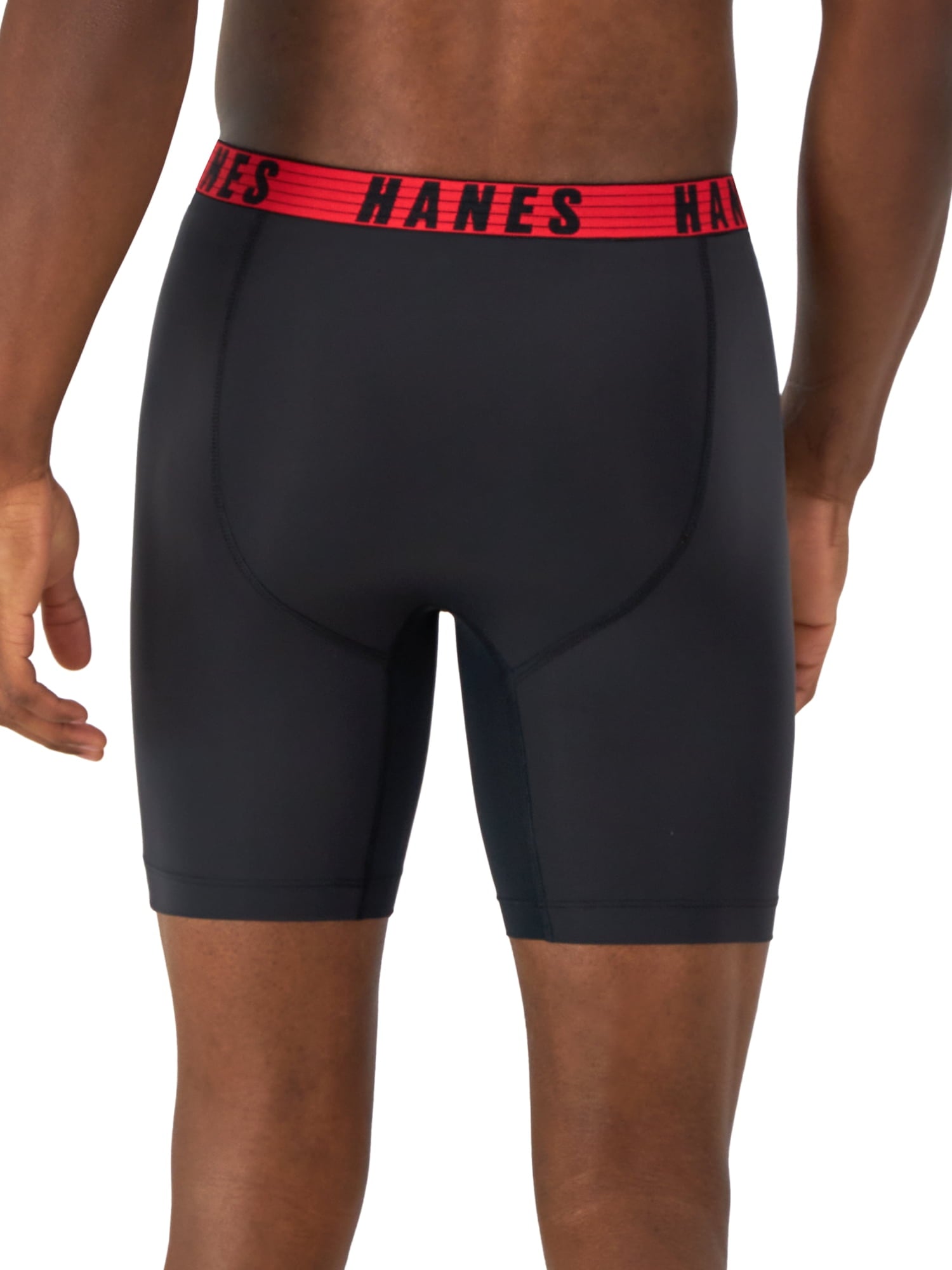 Hanes Moves Men's Anti-Chafe Long Leg Boxer Brief, Total Support Pouch, 3-Pack, 8" Inseam