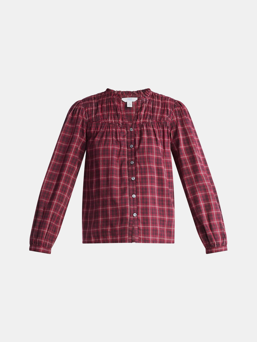 Time and Tru Women's Ruched Yoke Blouse with Long Sleeves, Sizes XS-XXXL