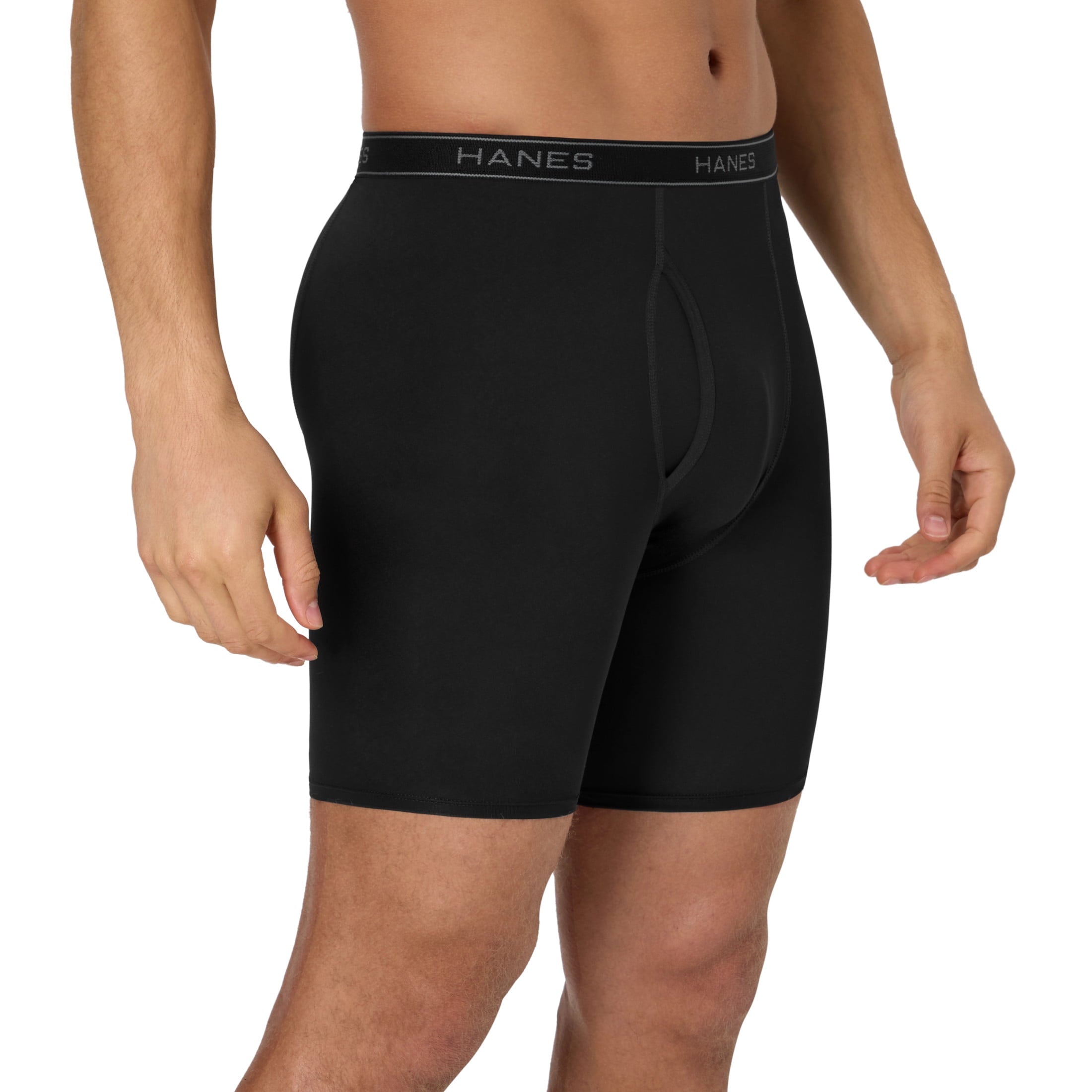 Hanes Men’s Performance Stretch Long Leg Boxer Brief Underwear Pack, Assorted, 6-Pack