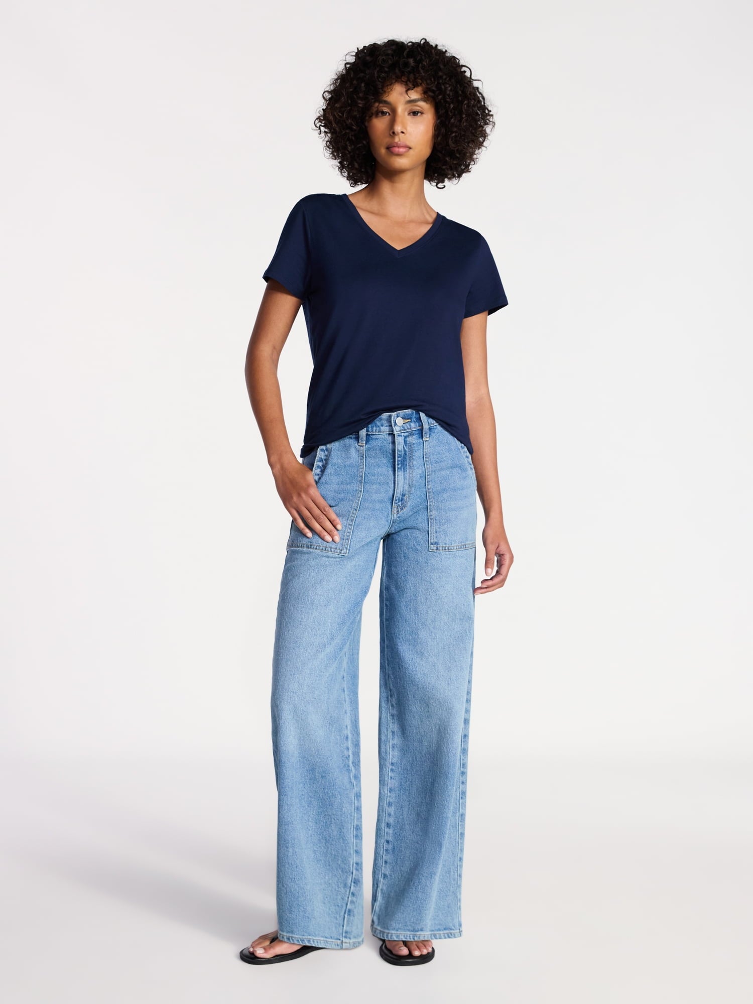 Time and Tru Women's Wide Leg Utility Trousers, 31" Inseam, Sizes 0-20