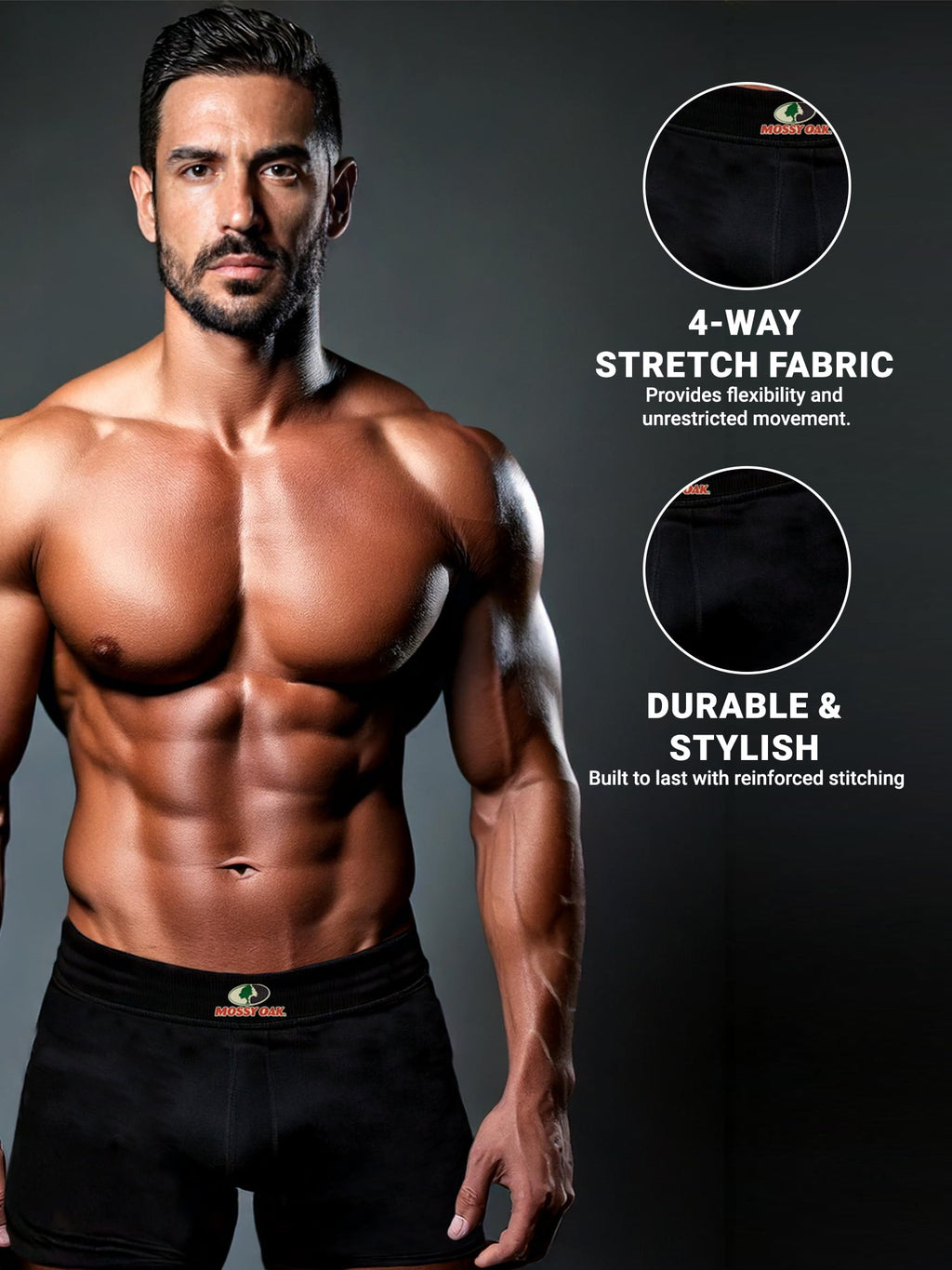 Mossy Oak Men's Boxer Briefs Active Performance Breathable Underwear, Multicolor (6 Per Pack)