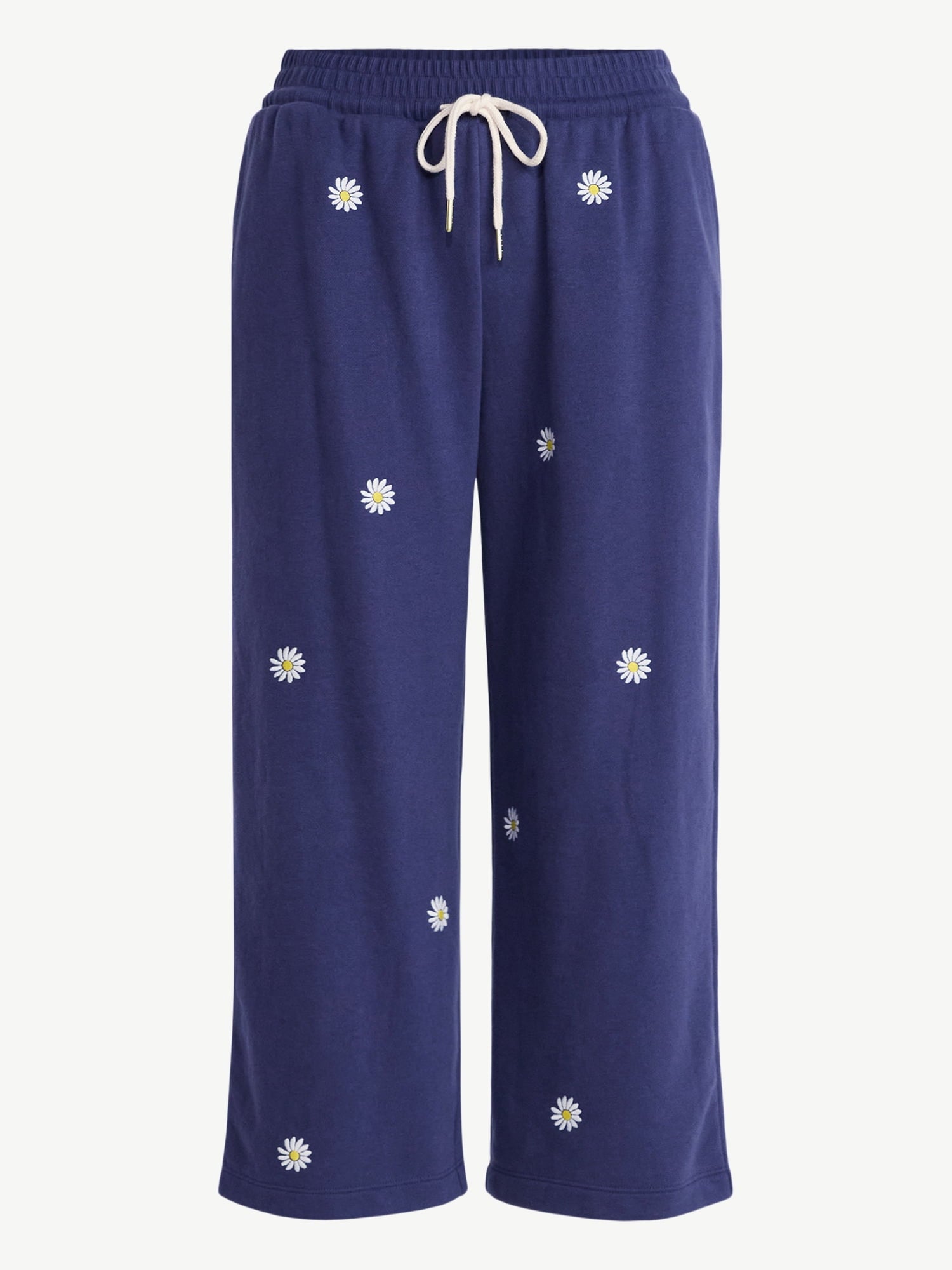 Free Assembly Women's and Women's Plus Embroidered Cropped Sweatpants, 23" Inseam, Sizes XS-4X