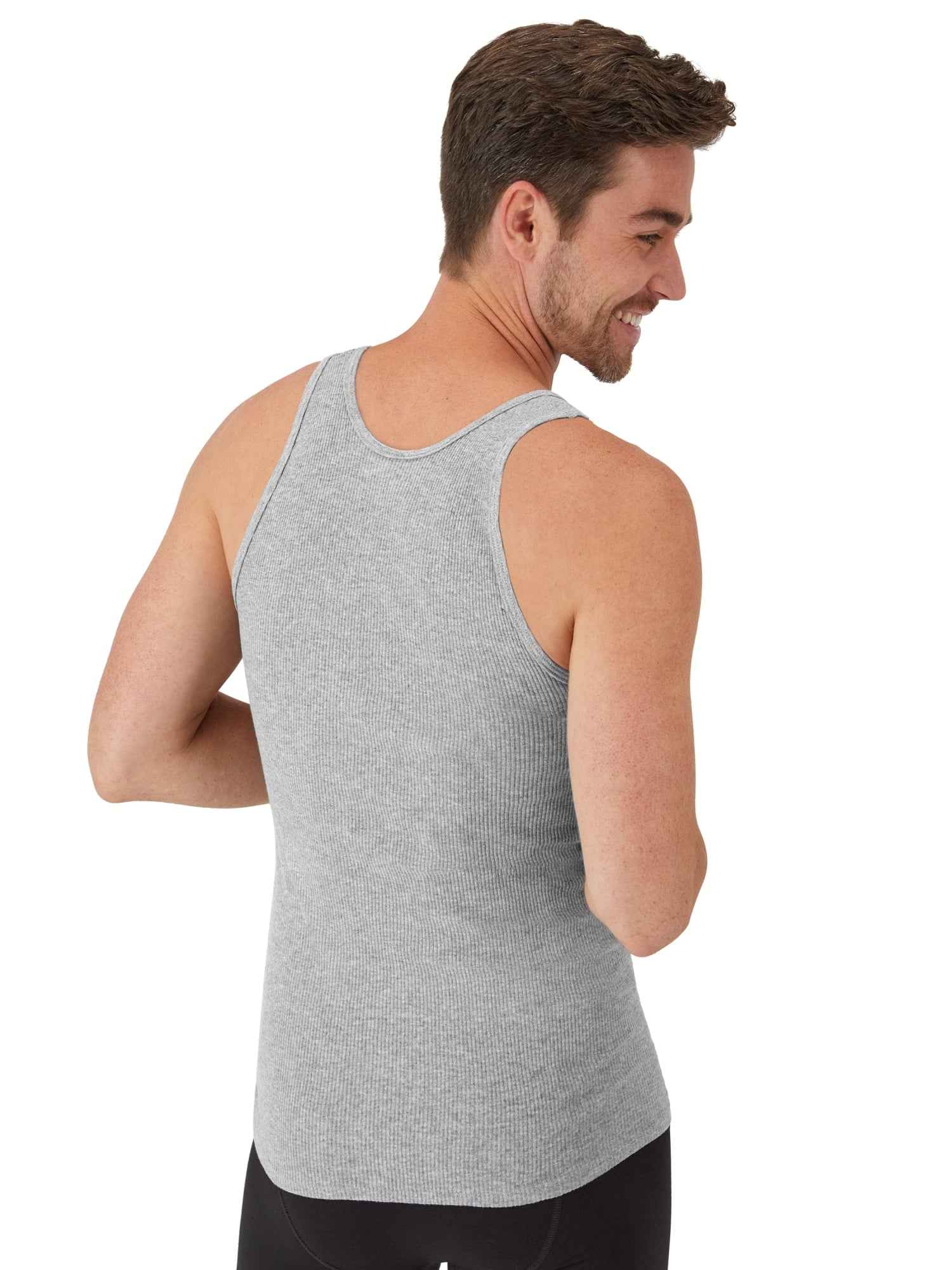 Hanes Men's Tank Tops Undershirt, Moisture-Wicking, Cotton Ribbed Tanks, White or Black/Grey Multipacks