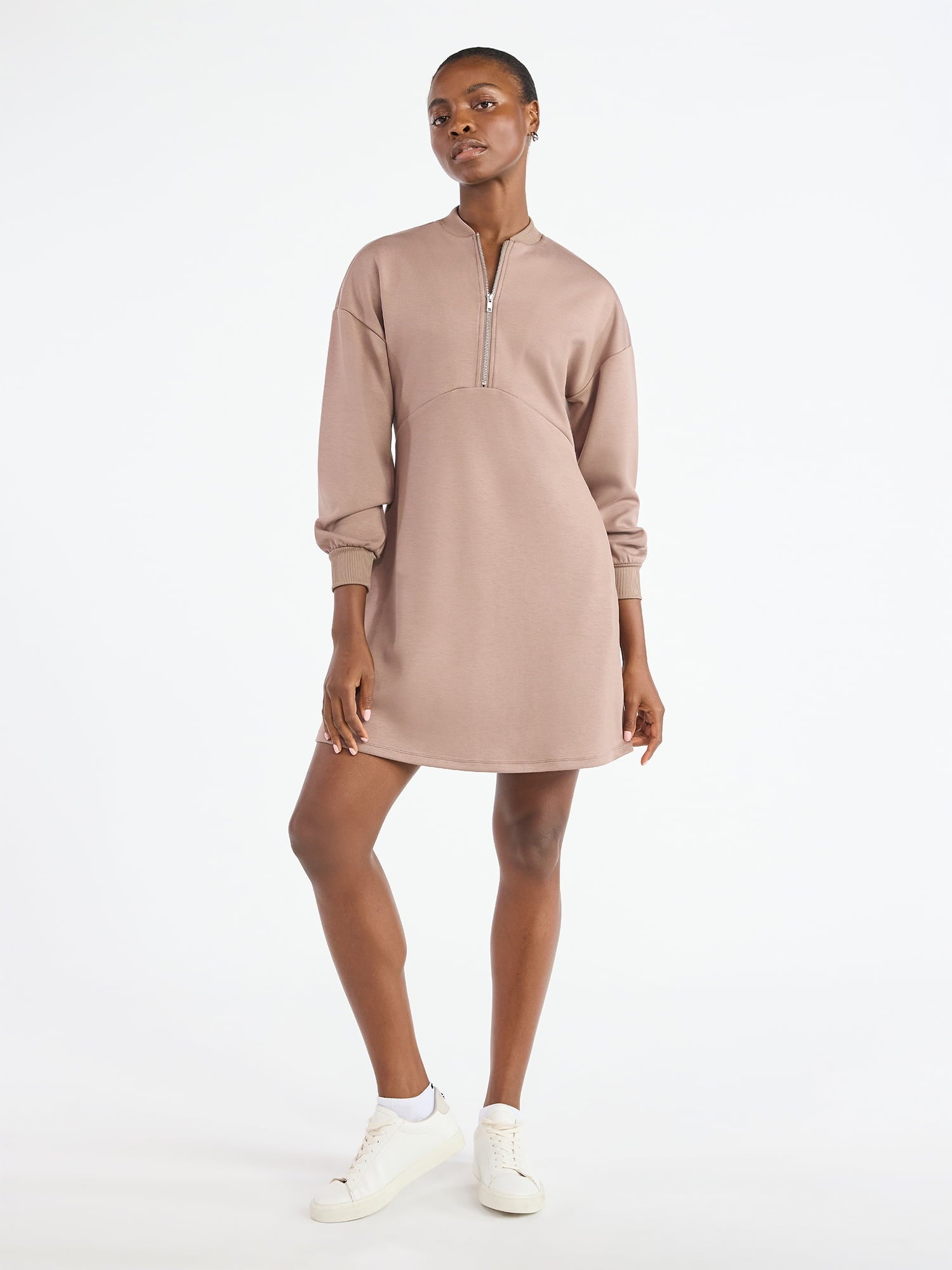 Scoop Women's and Women's Plus New Scubaknit Zip Front Mini Dress, Sizes XS-4X