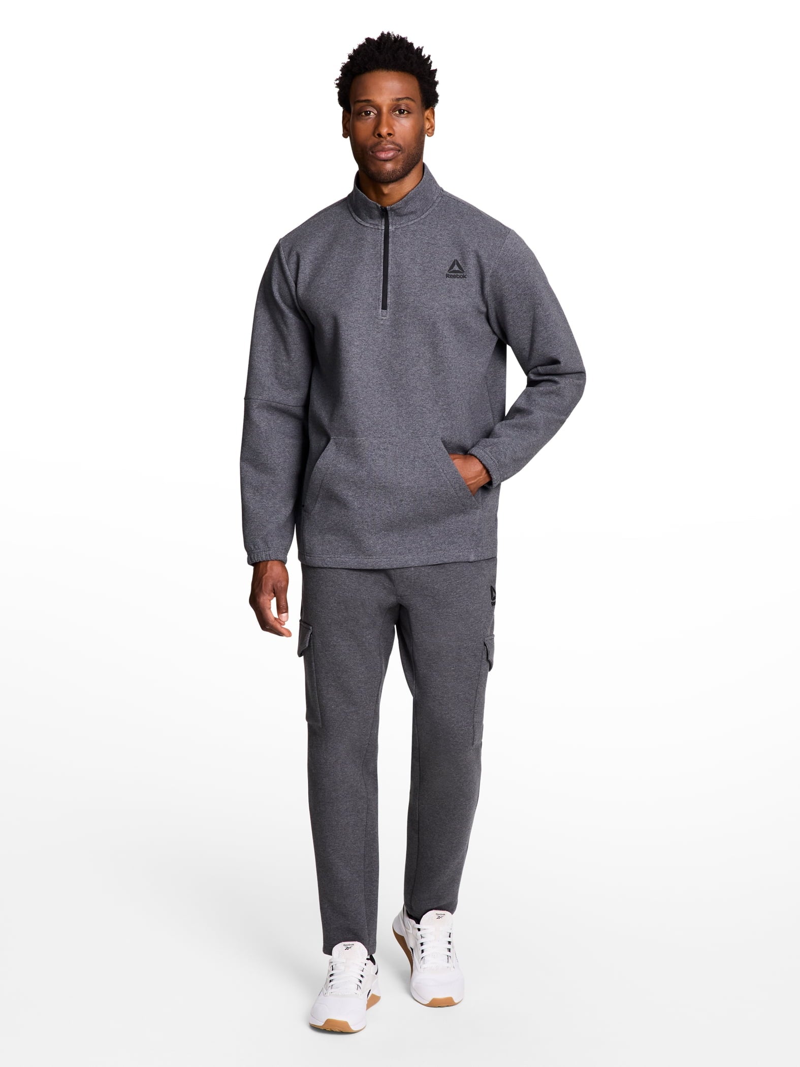 Reebok Men's and Big Men's Unwind Mock Neck Quarter Zip Sweatshirt, Sizes XS-5XL