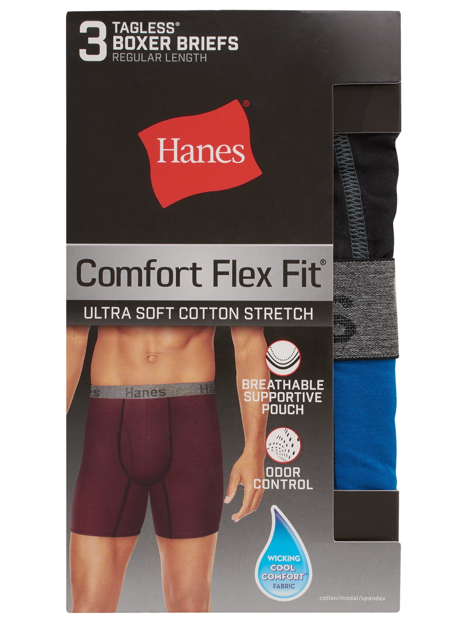 Underwear Boxer Briefs or Long-Leg Boxer Briefs Pack, 3 Pack, Cotton Stretch