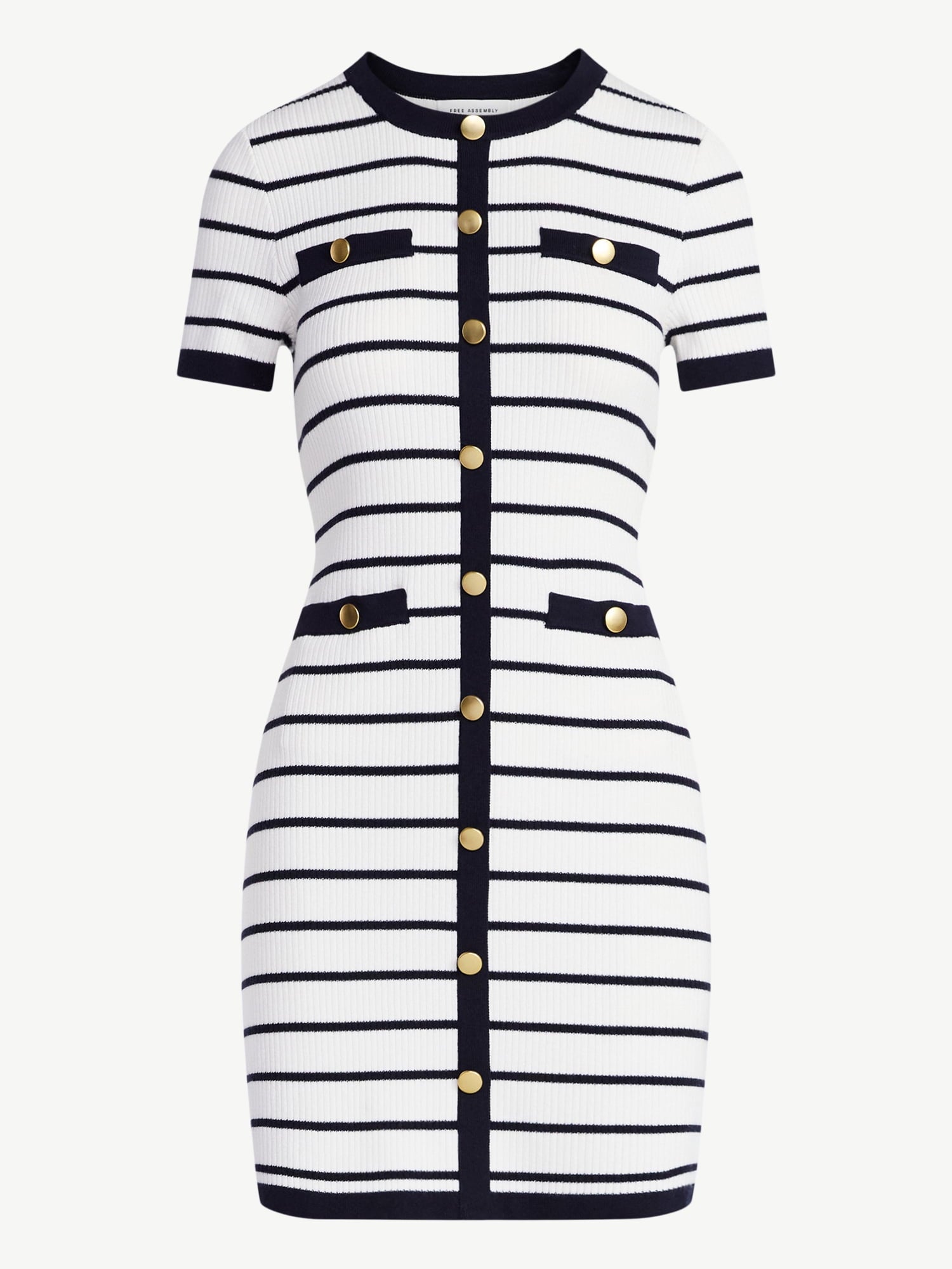 Free Assembly Women's Welt Pocket Mini Sweater Dress with Short Sleeves, Sizes XS-XXL