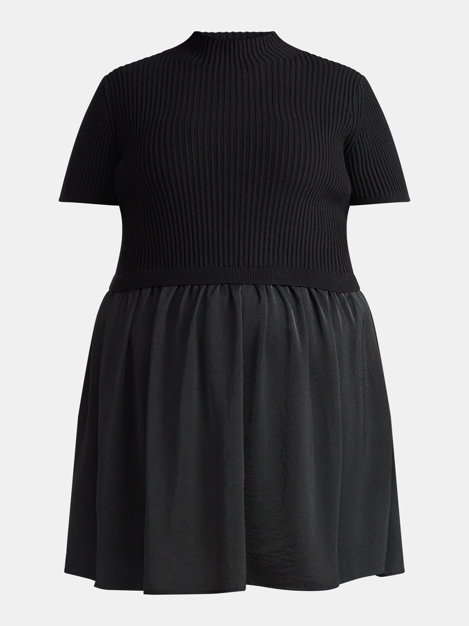 Terra & Sky Women's Plus Short Sleeve Mini Mixed Media Dress, Sizes 0X-5X