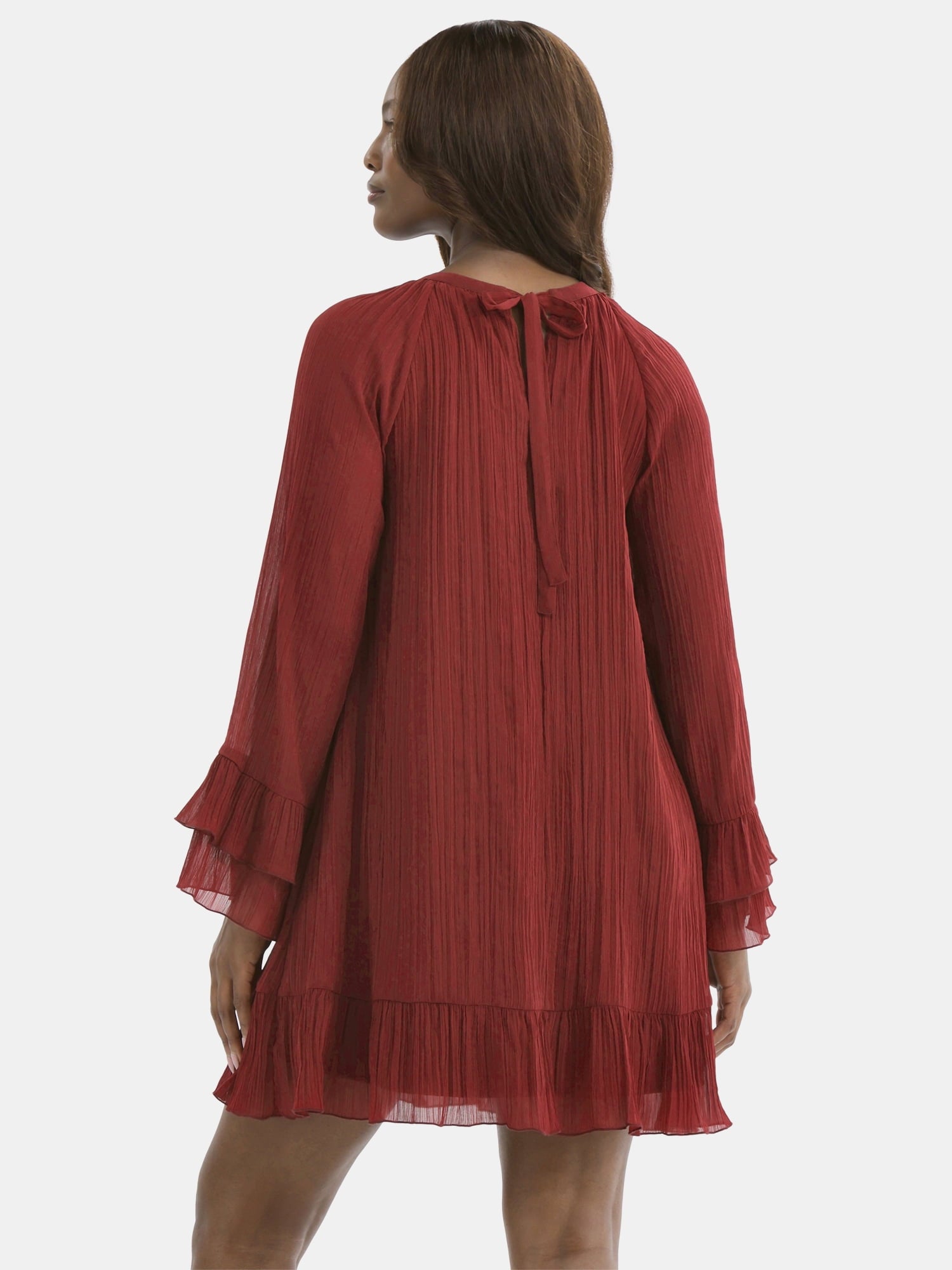 Time and Tru Women's and Women's Plus Crinkle Mini Dress with Back Tie, Sizes XS-4X